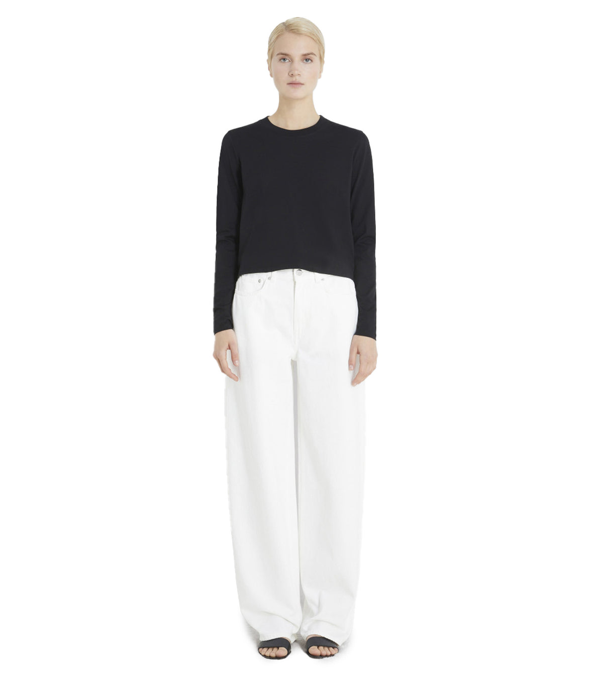 Veste sans col en denim - Blanc - Ladies | H&M CA