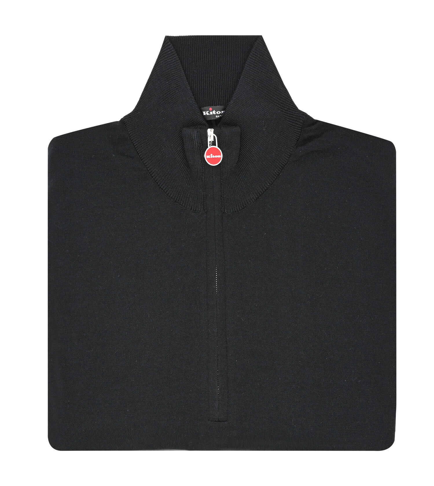 KITON Black 14 Micron Quarter Zip Sweater