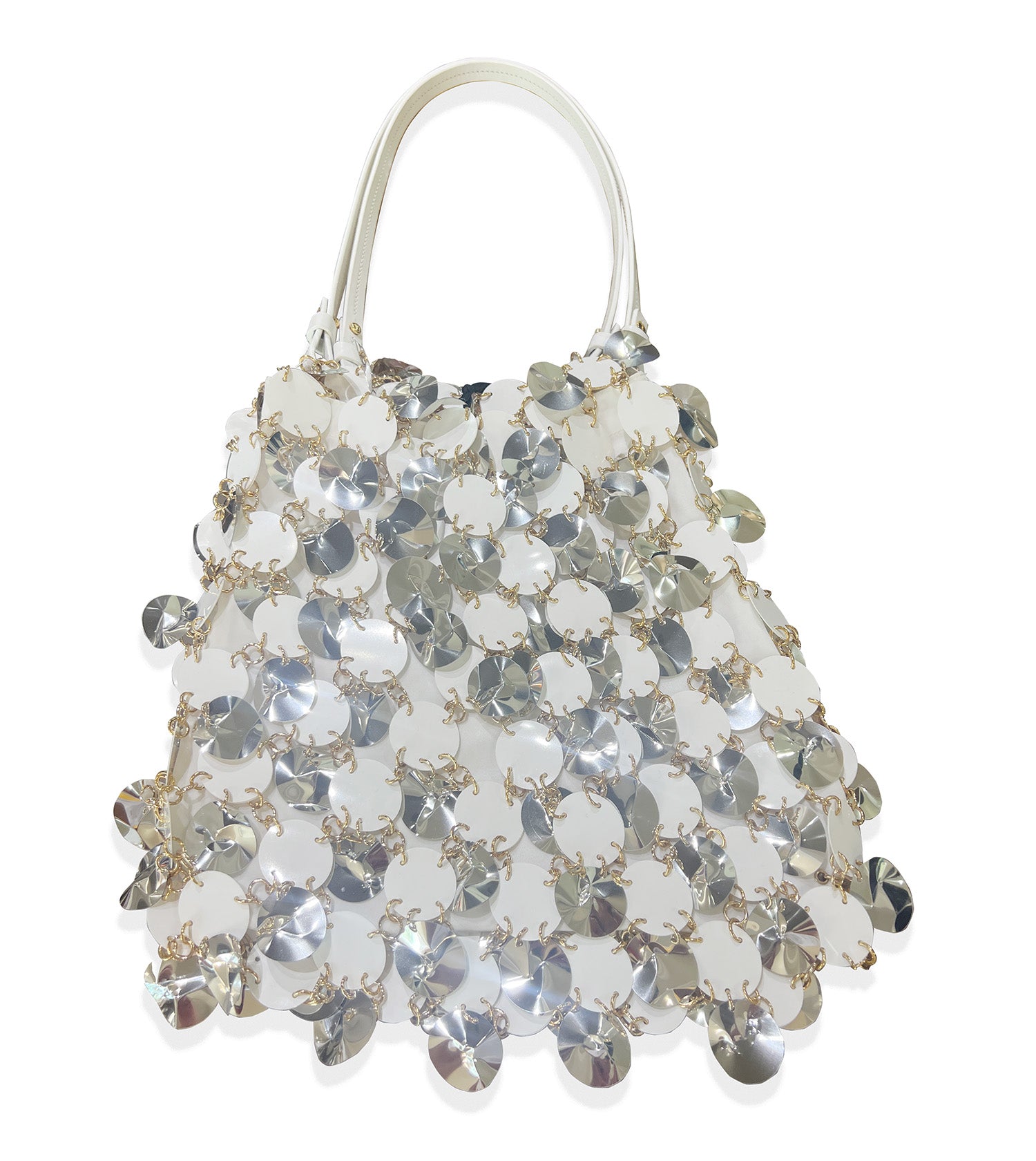 RABANNE Silver Sparkle Discs Bag