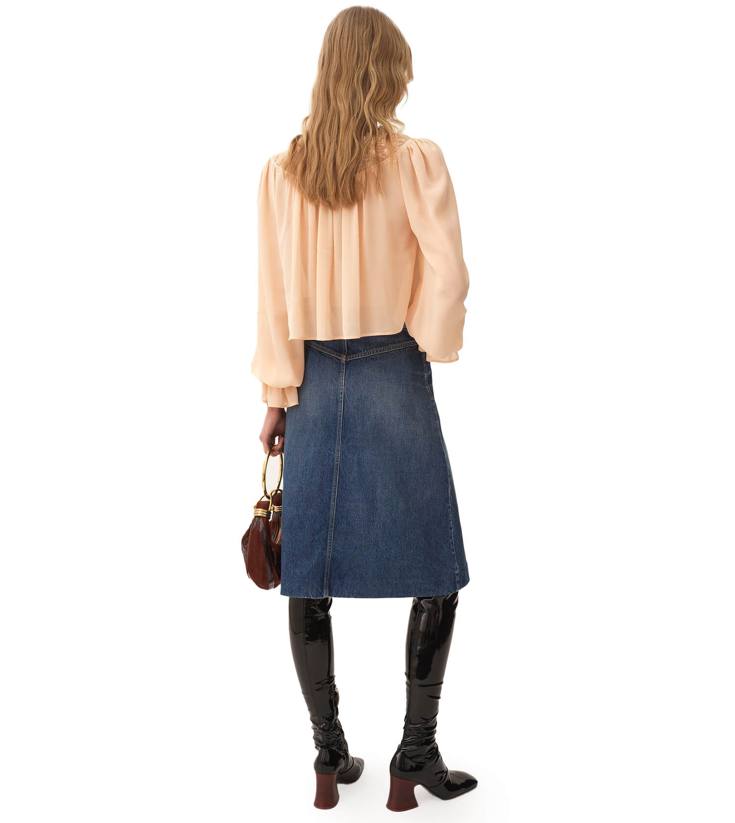 CHLOÉ Denim Front Zipper Skirt