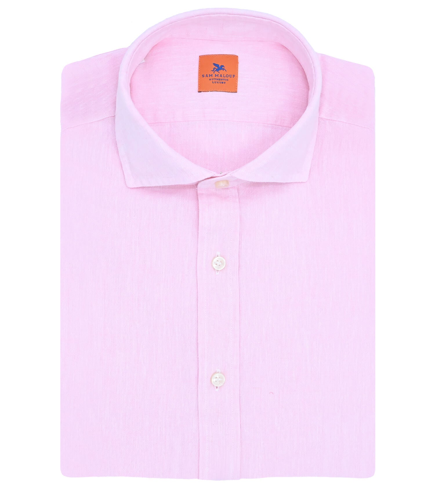 SAM MALOUF Orange Label Washed Cotton/Linen Long Sleeve Sport Shirt