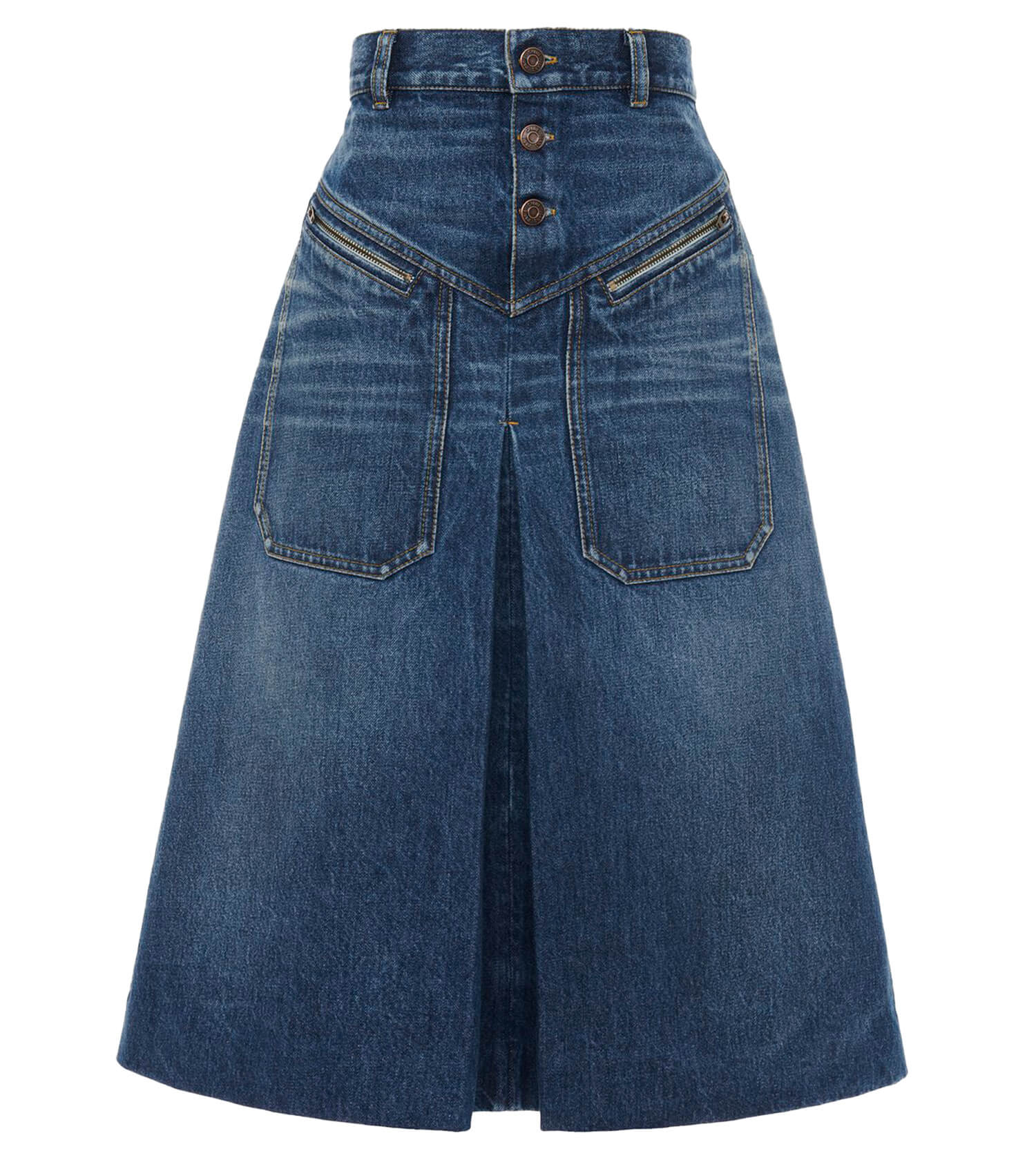 CHLOÉ Denim Front Zipper Skirt