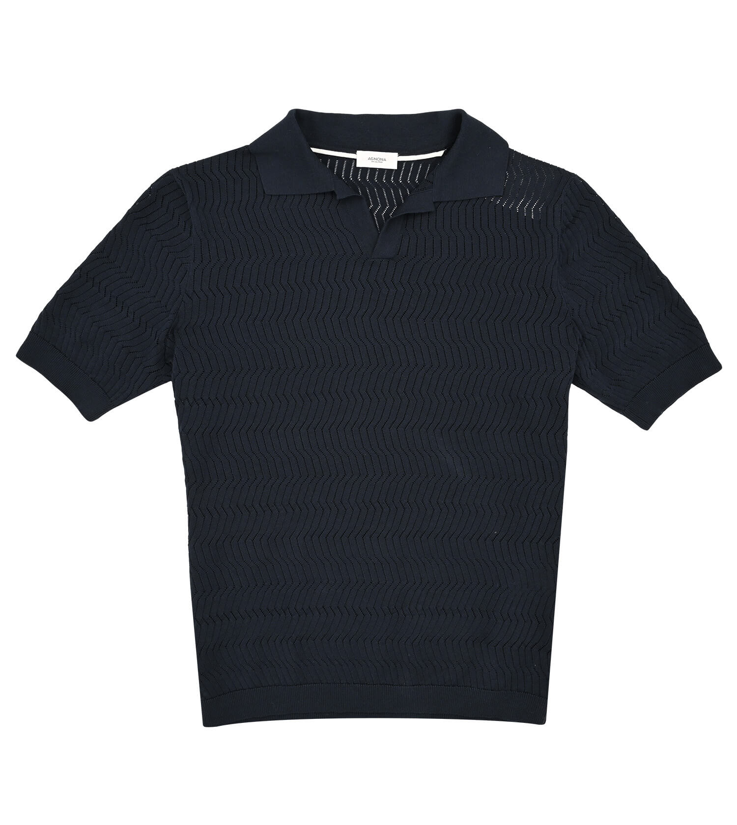 AGNONA Geometric Open Knit Johnny Collar Polo