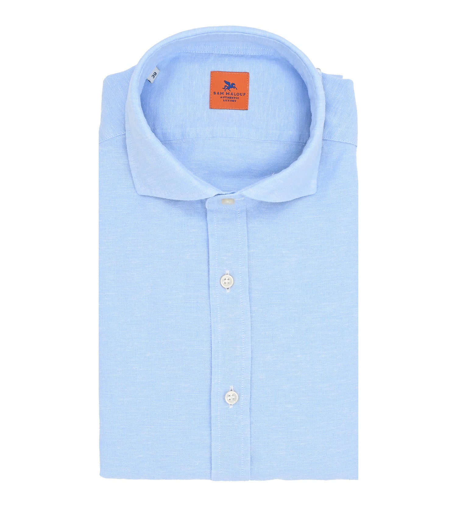 SAM MALOUF ORANGE LABEL Washed Cotton/Linen Long Sleeve Sport Shirt