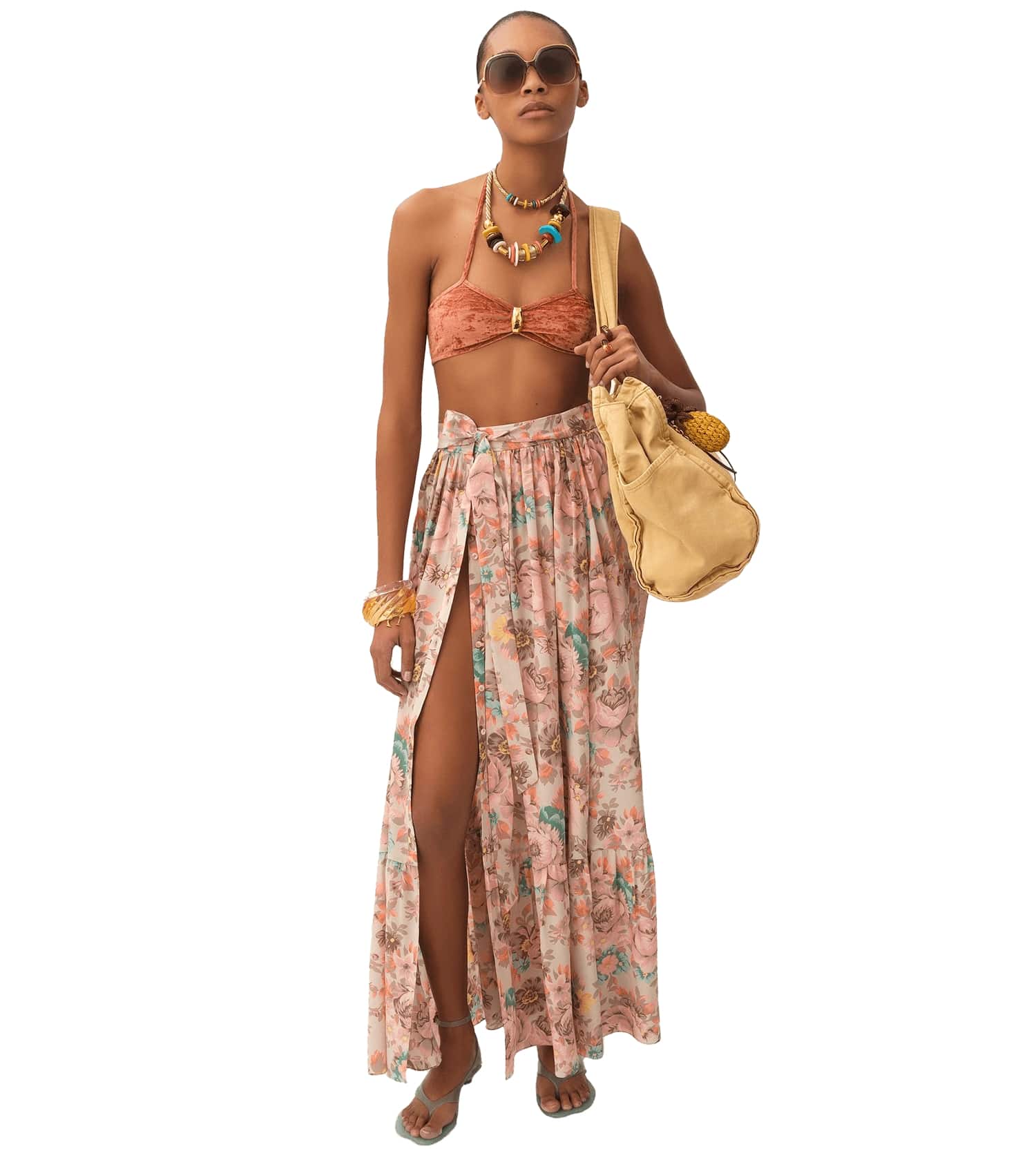 CHLOÉ Gathered Midi Skirt In Crepe De Chine