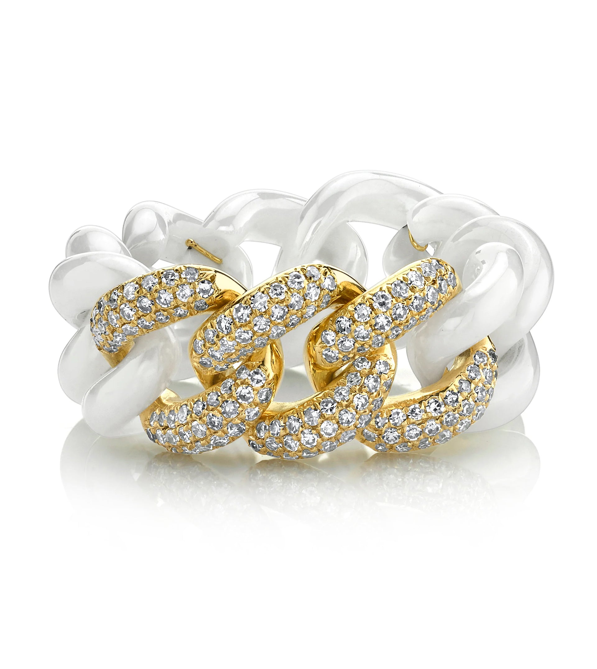SHAY 18K Triple Pave and Ceramic Link Ring