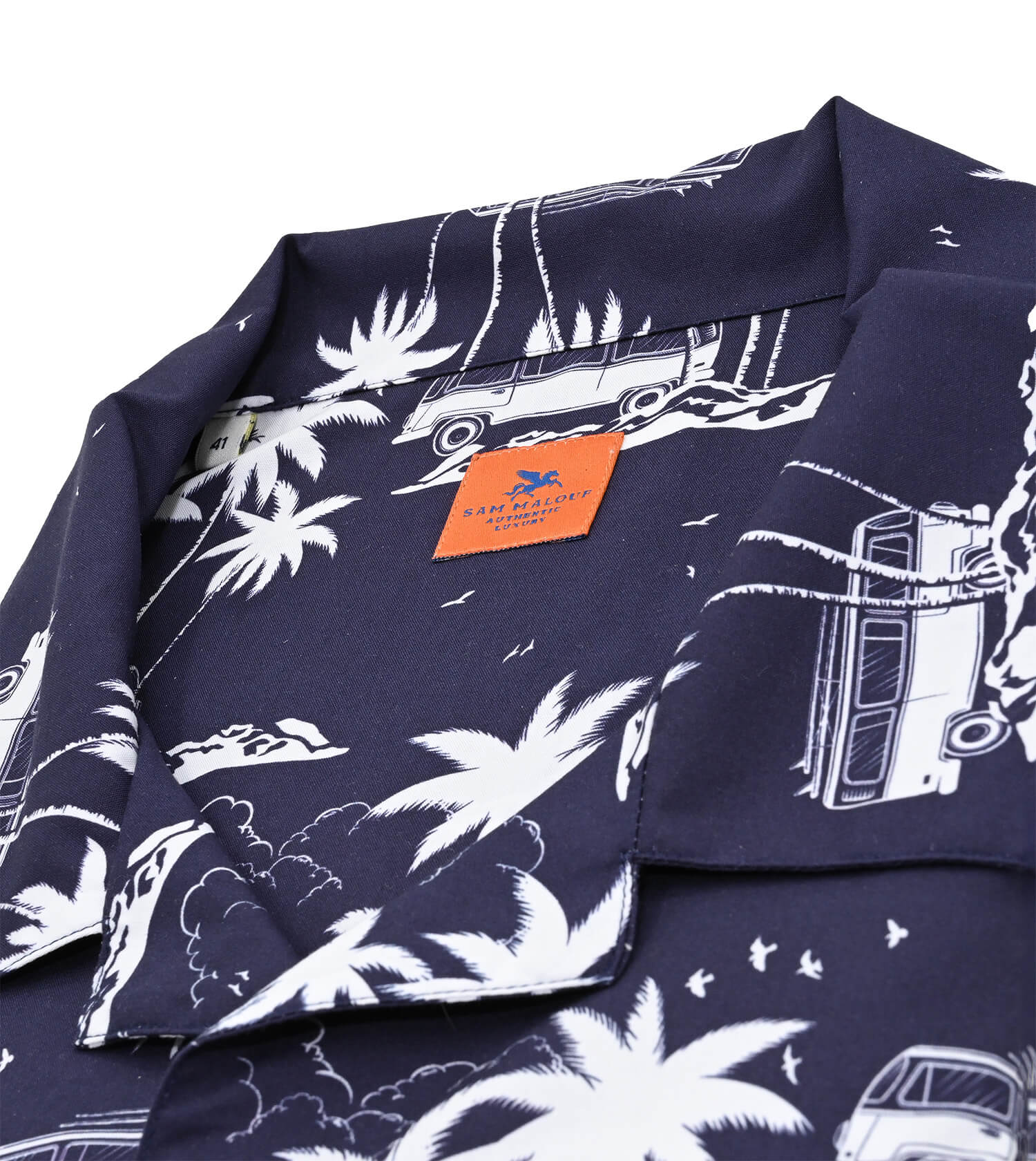 Sam Malouf Orange Label Printed Short Sleeve Shirt 