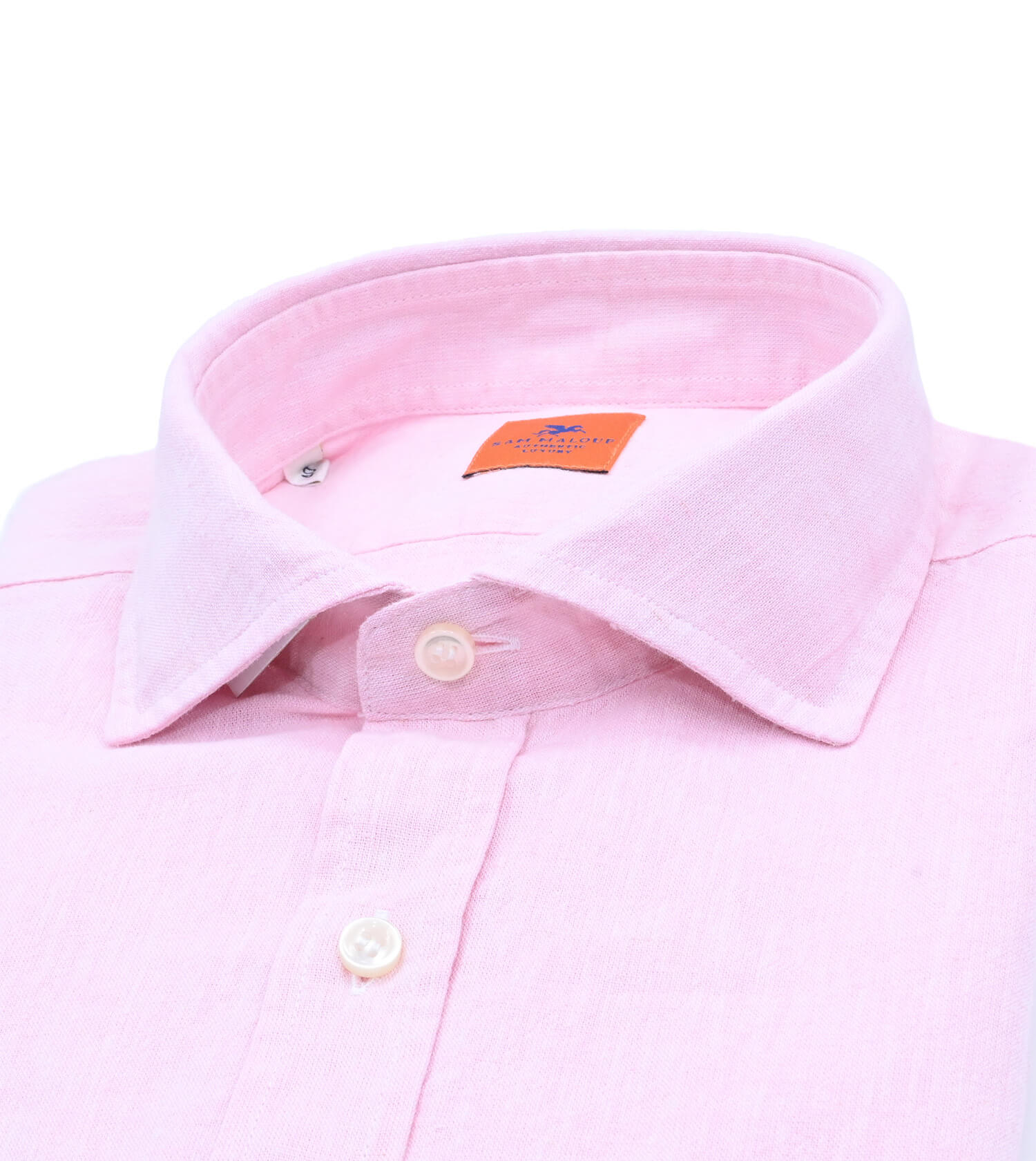 SAM MALOUF Orange Label Washed Cotton/Linen Long Sleeve Sport Shirt
