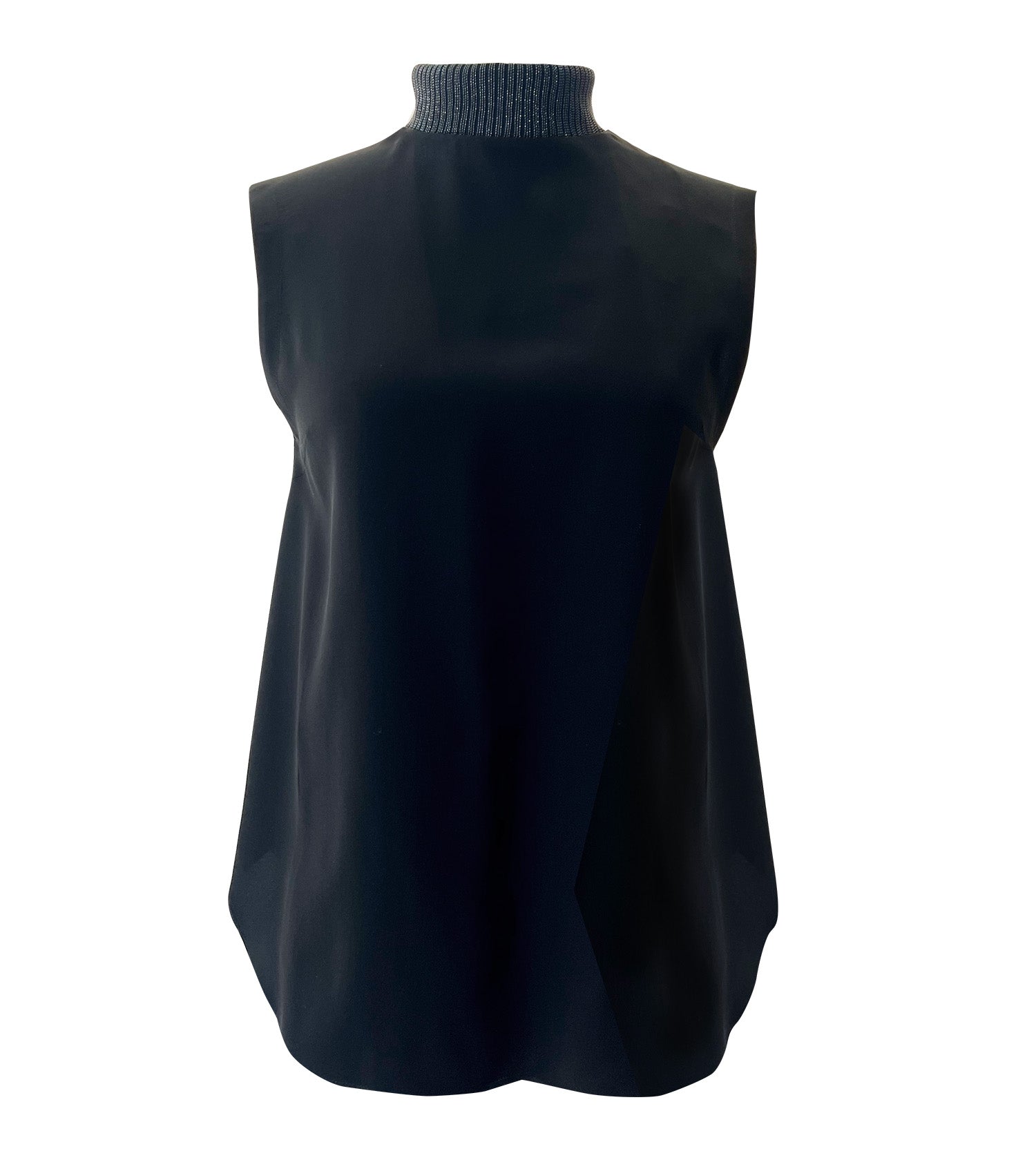 BRUNELLO CUCINELLI Silk Crepe De Chine with Monili Collar Top