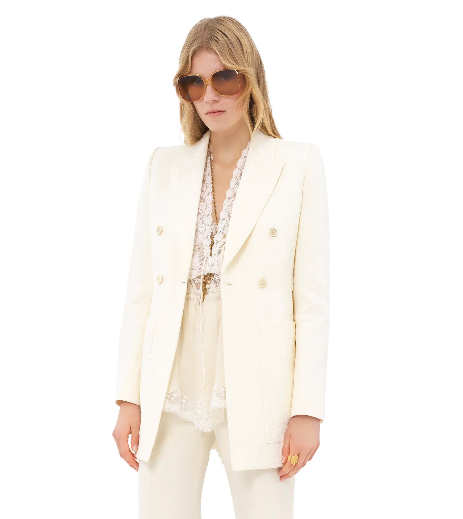 CHLOÉ Cotton Mix Quilted Jacquard Blazer