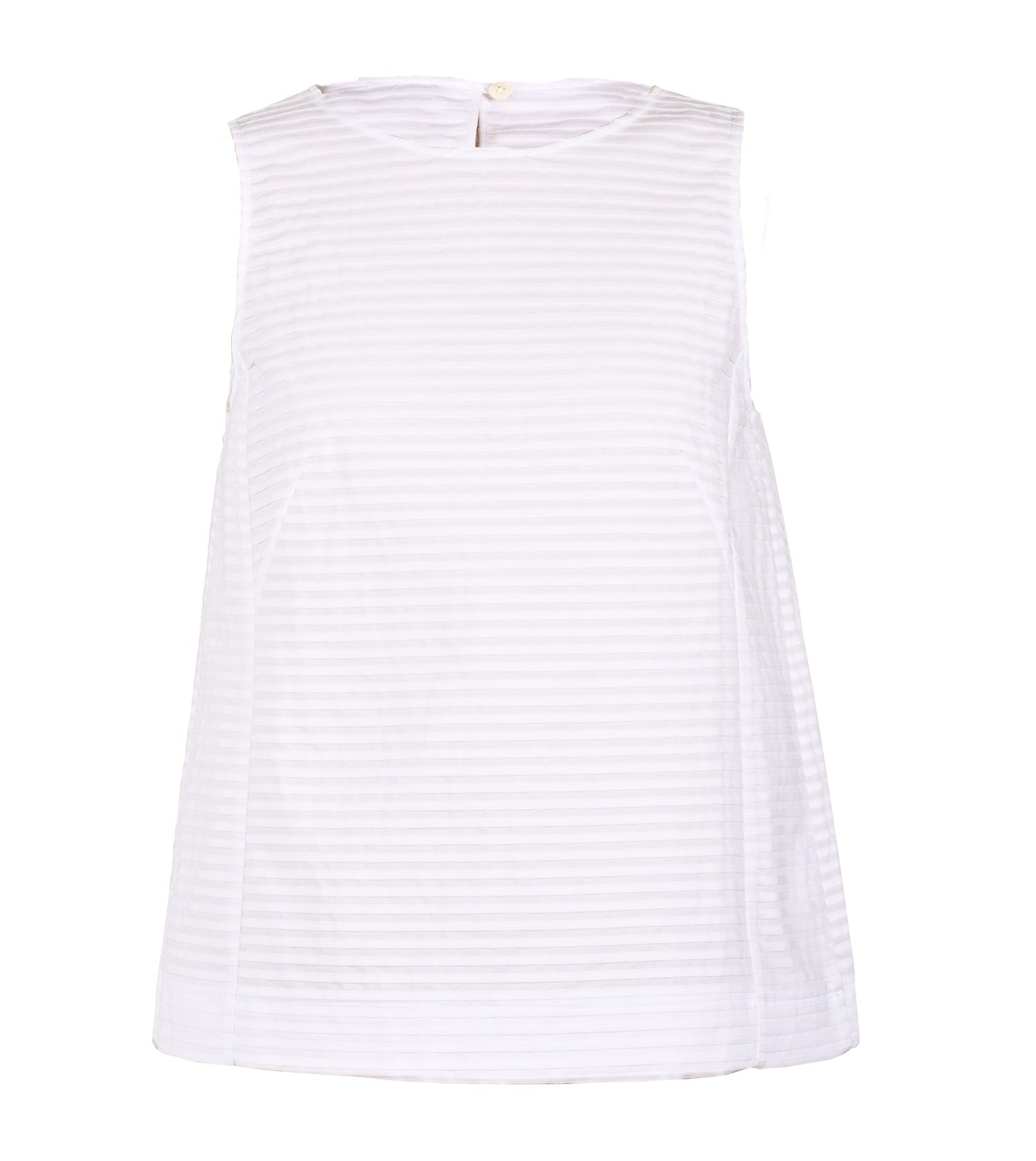 ODEEH White Sleeveless White Top with Pleated Detail