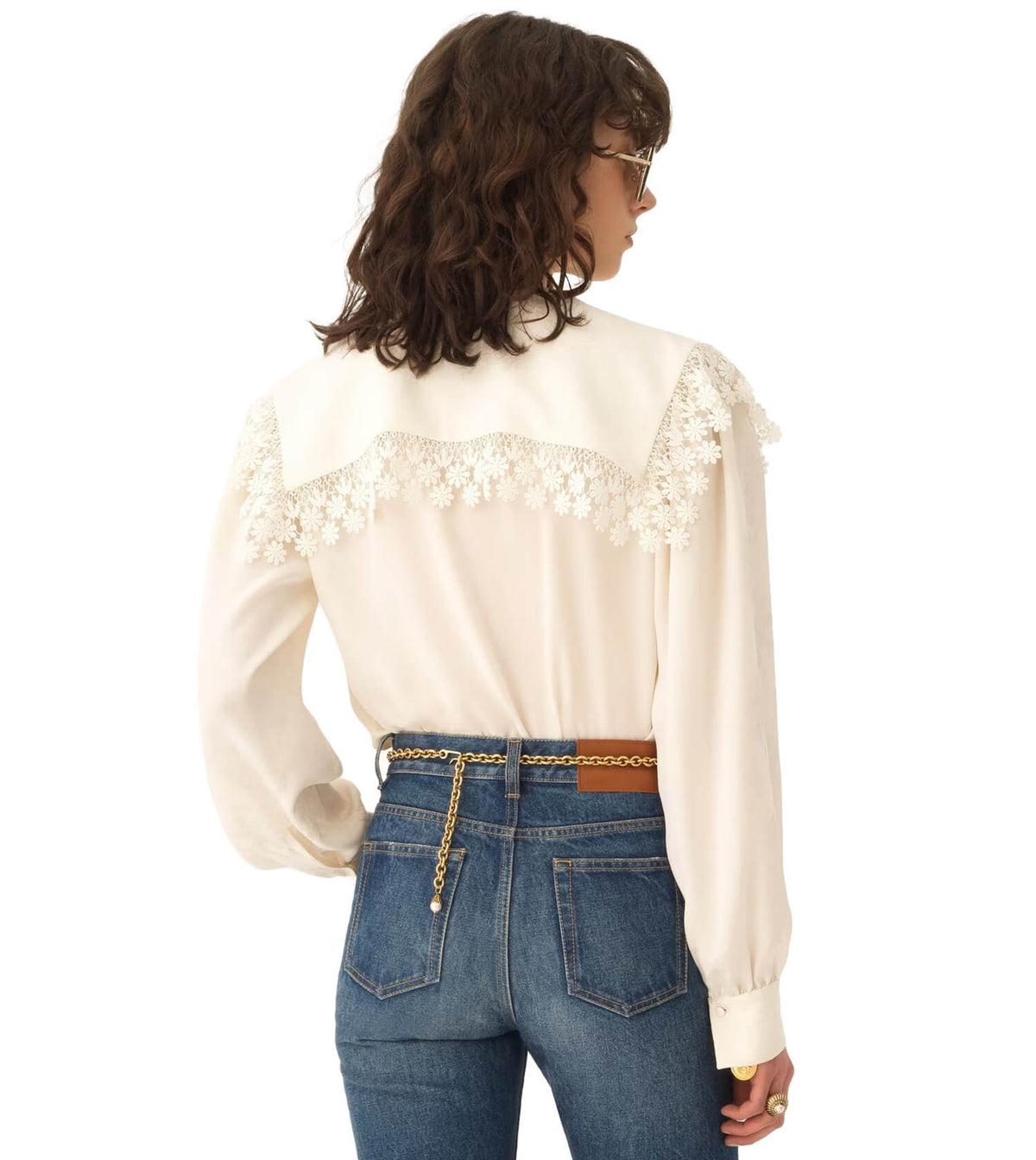 CHLOÉ Iconic Milk Ruffle Collar Blouse | Sam Malouf Authentic Luxury