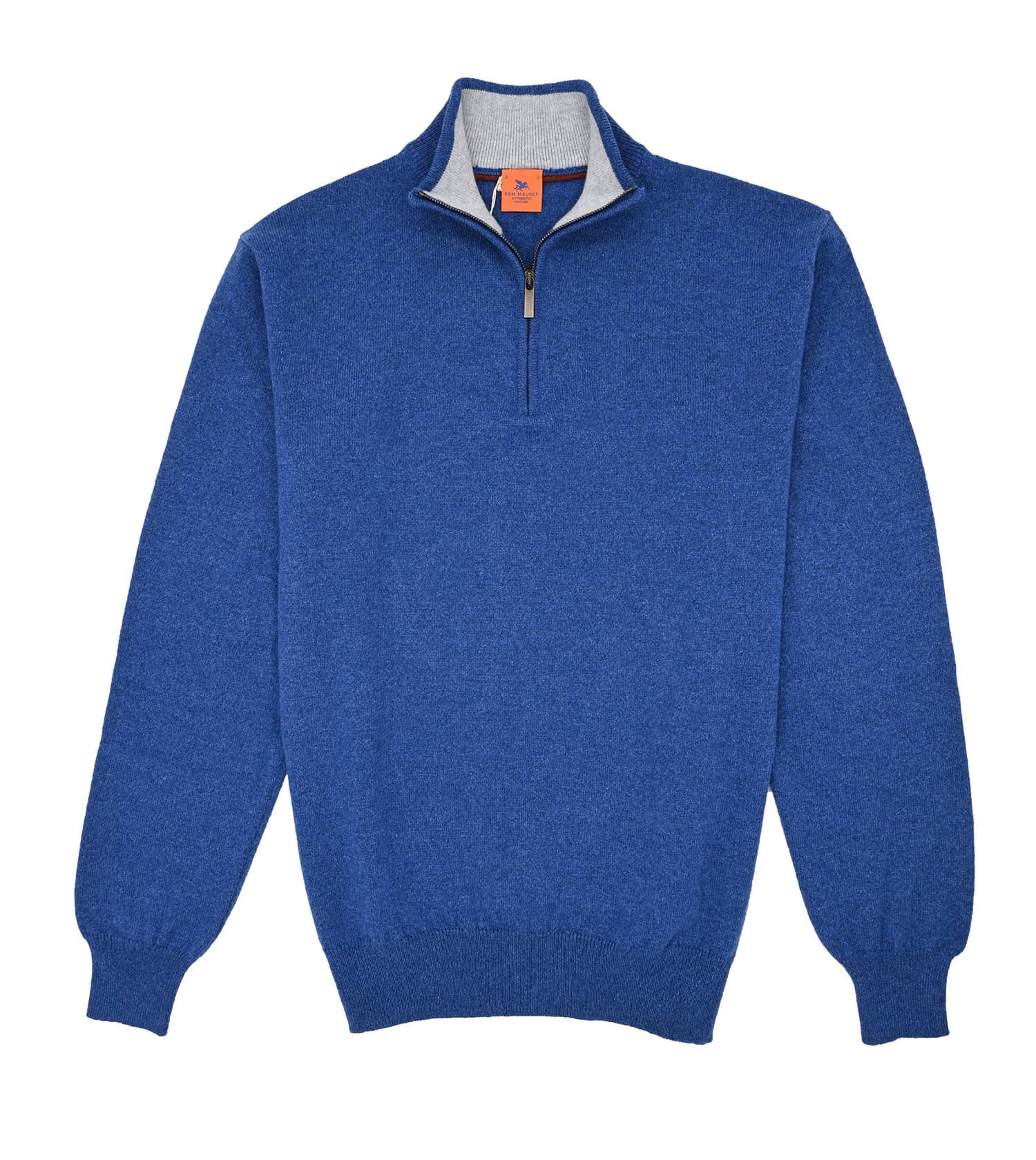 SAM MALOUF ORANGE LABEL 1/4 Blue Zip Sweater