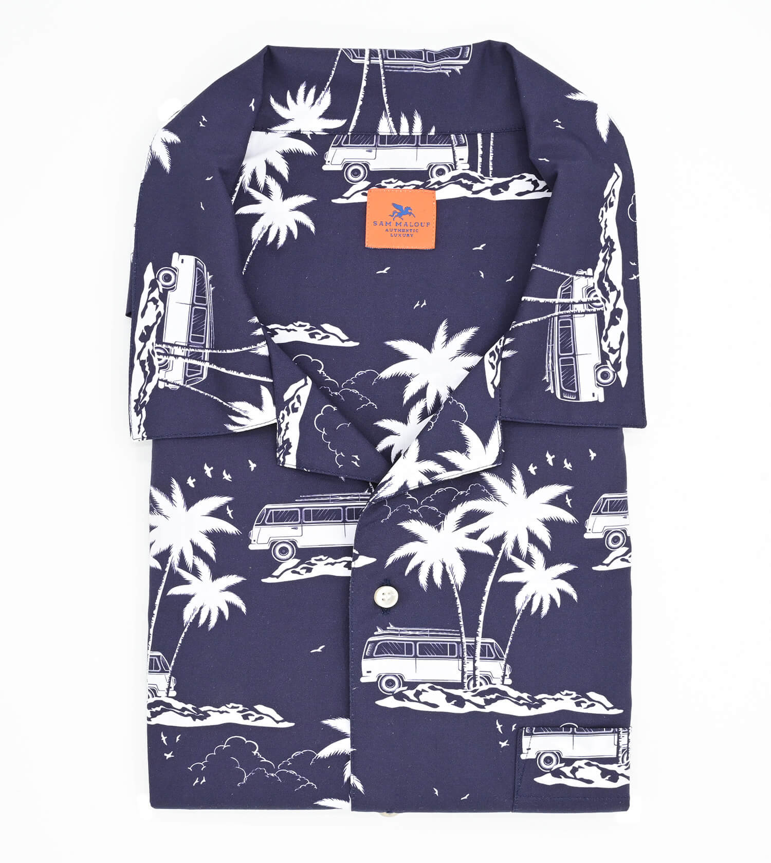 Sam Malouf Orange Label Printed Short Sleeve Shirt 