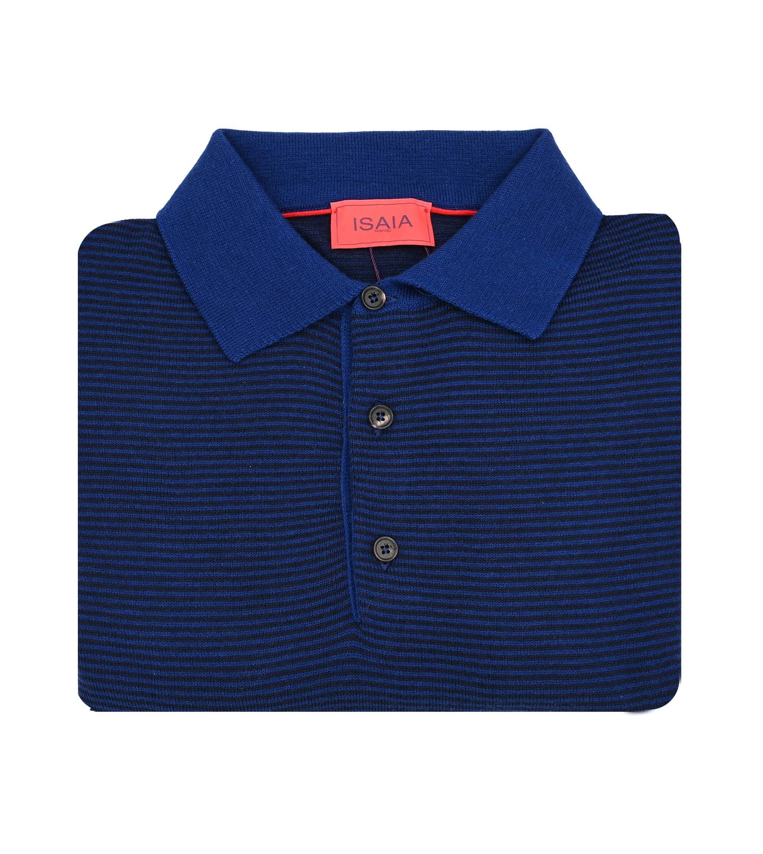ISAIA Wool/Silk/Cashmere Striped Long Sleeve Polo
