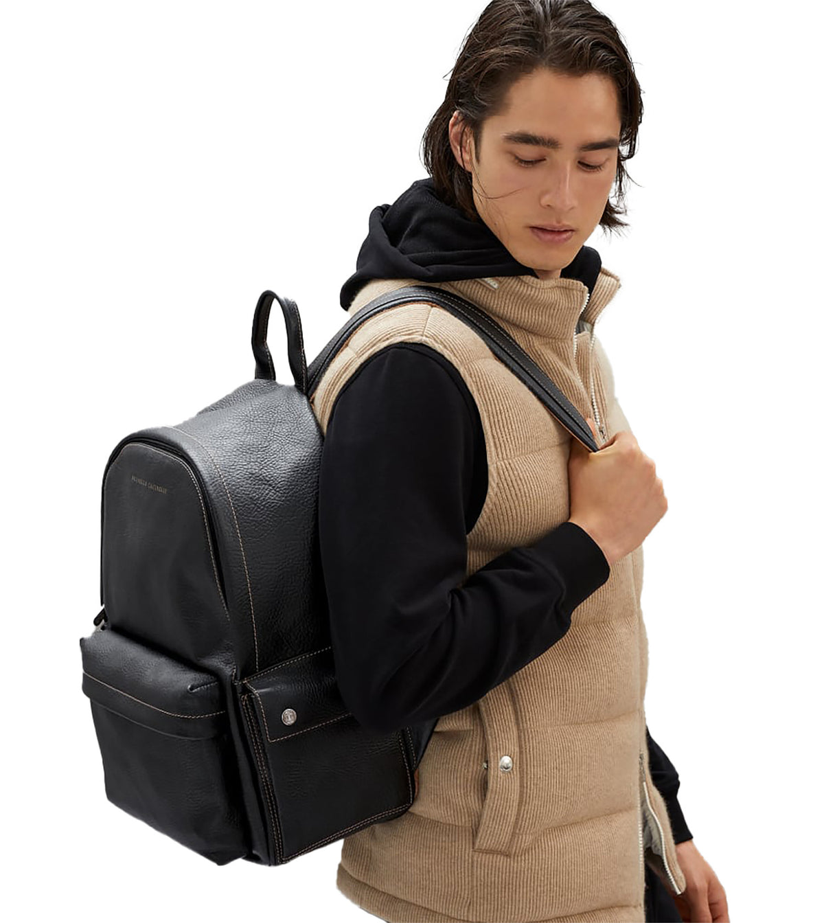 BRUNELLI CUCINELLI Leather Back Pack Sam Malouf Authentic Luxury - Main Image