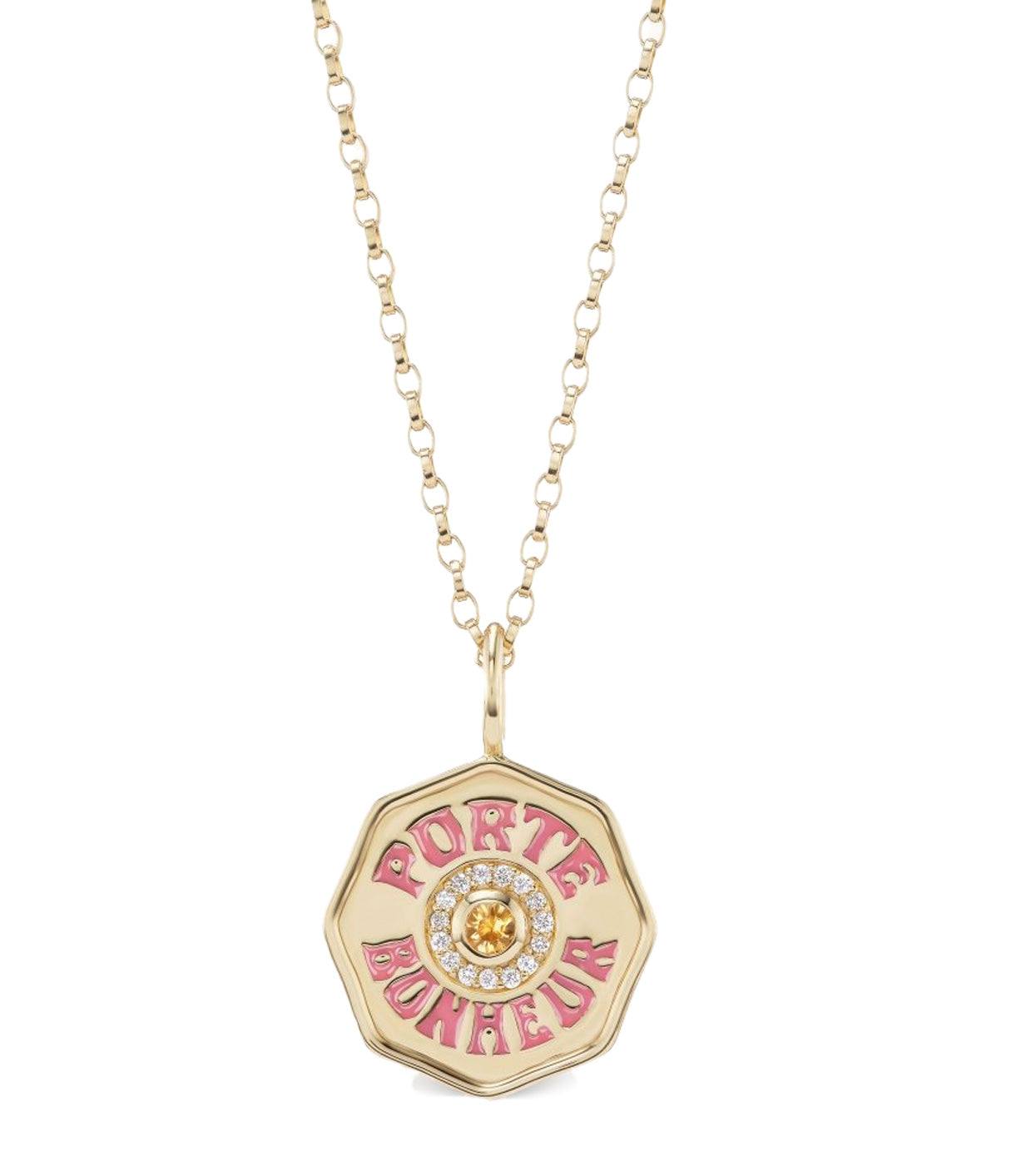 MARLO LAZ Mini Citrine Porte Bonheur Necklace