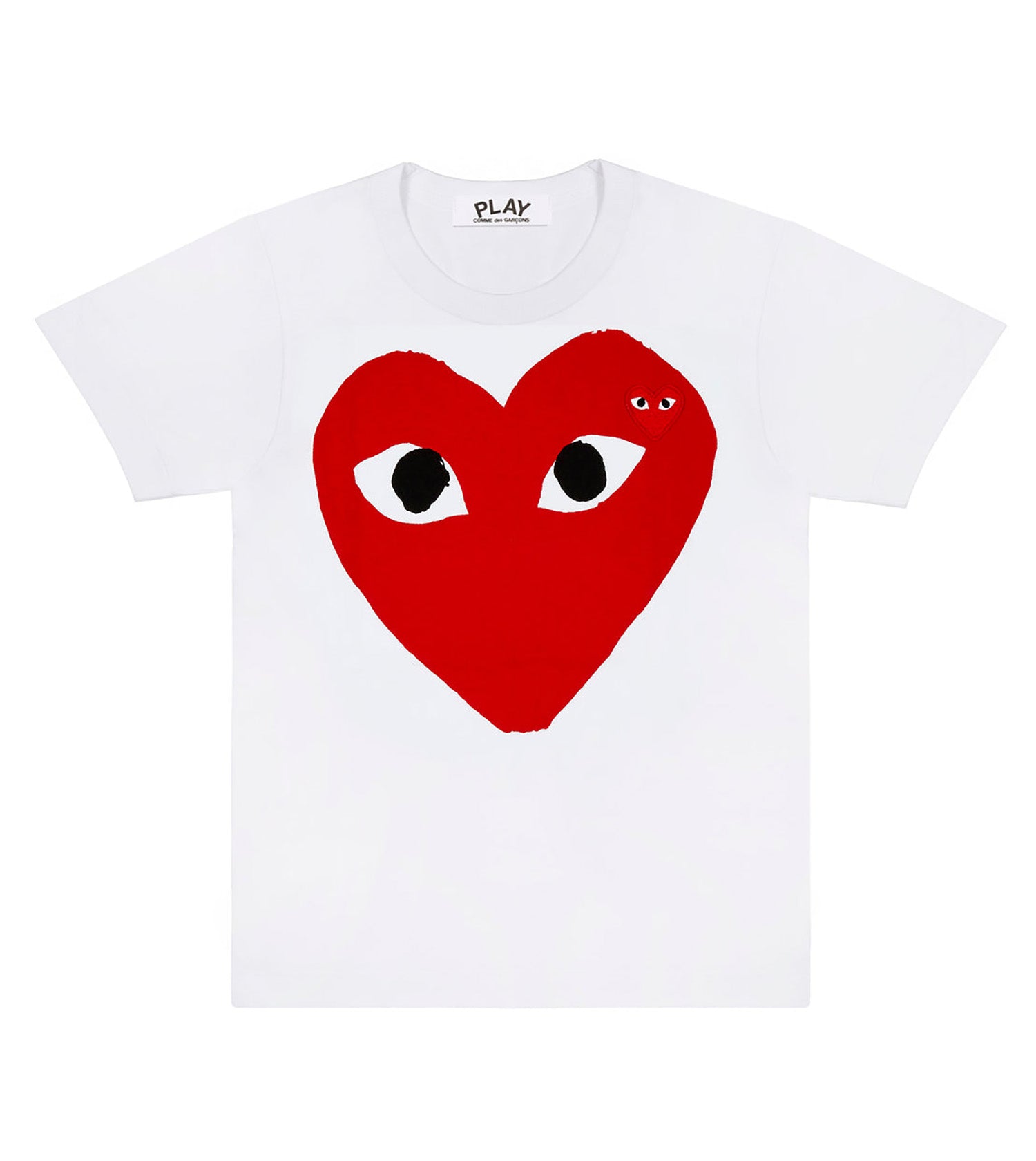 COMME DES GARÇONS PLAY Women's Large Red Double Heart T-Shirt in White