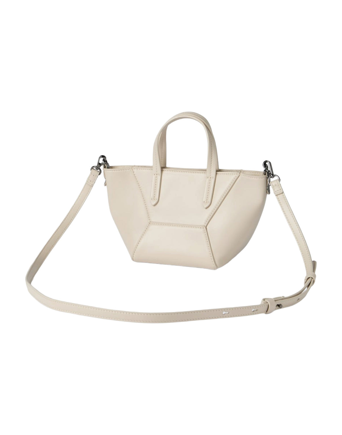 Beige handbag with a strap on a white background