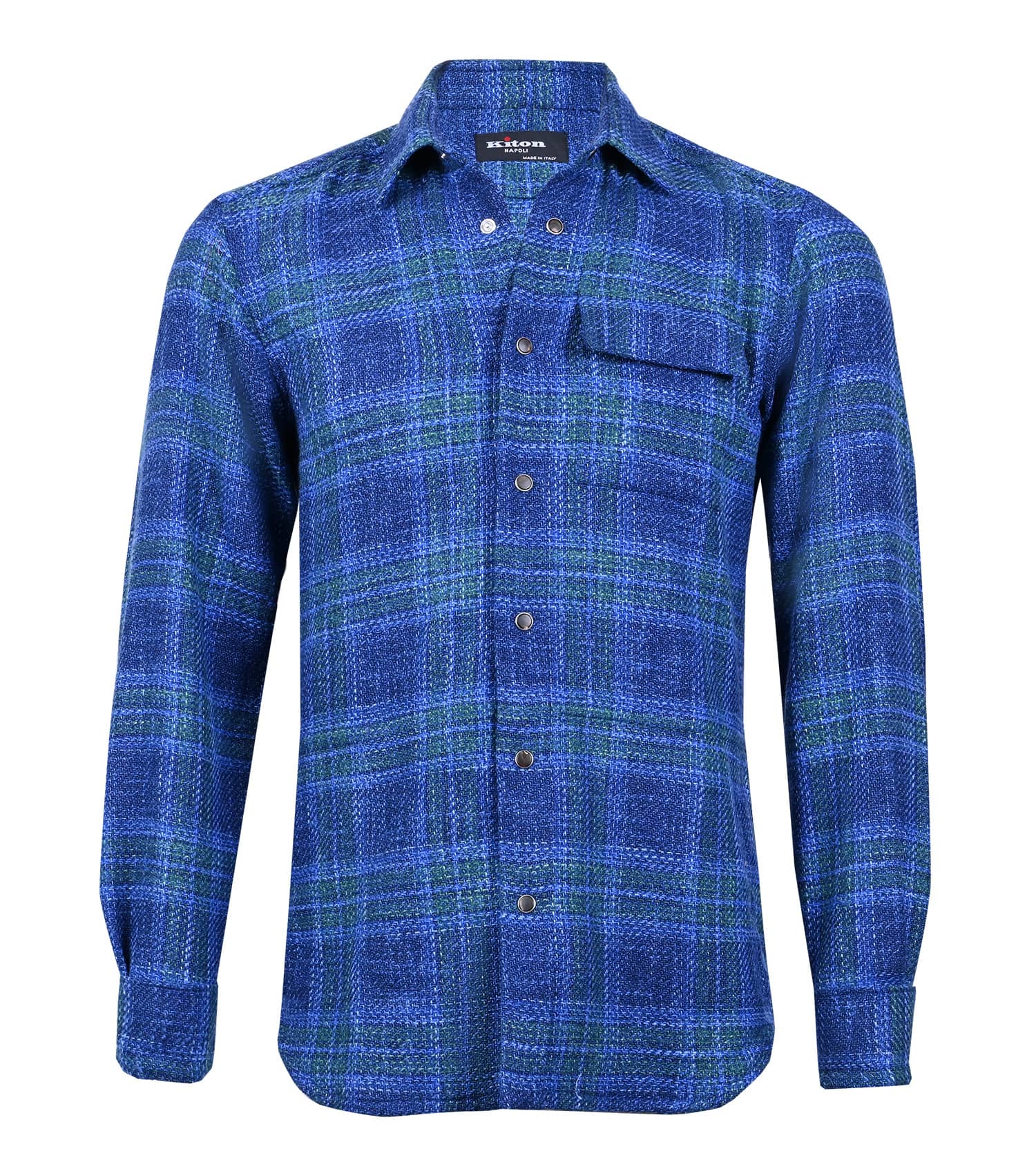 KITON Azzure/Green Plaid Overshirt