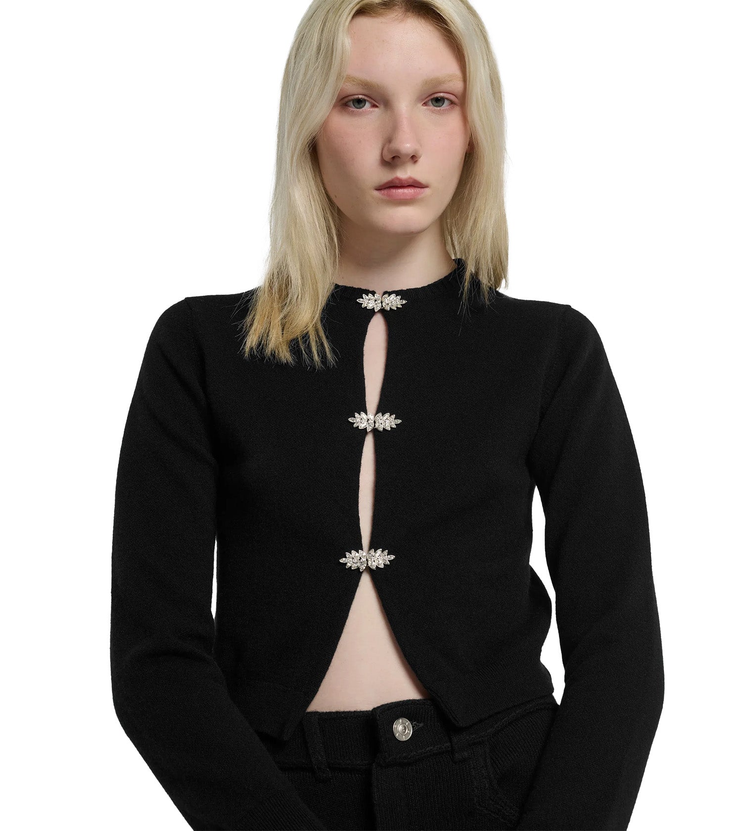 BARRIE Long Sleeve Cashmere Cardigan with Jewel Details