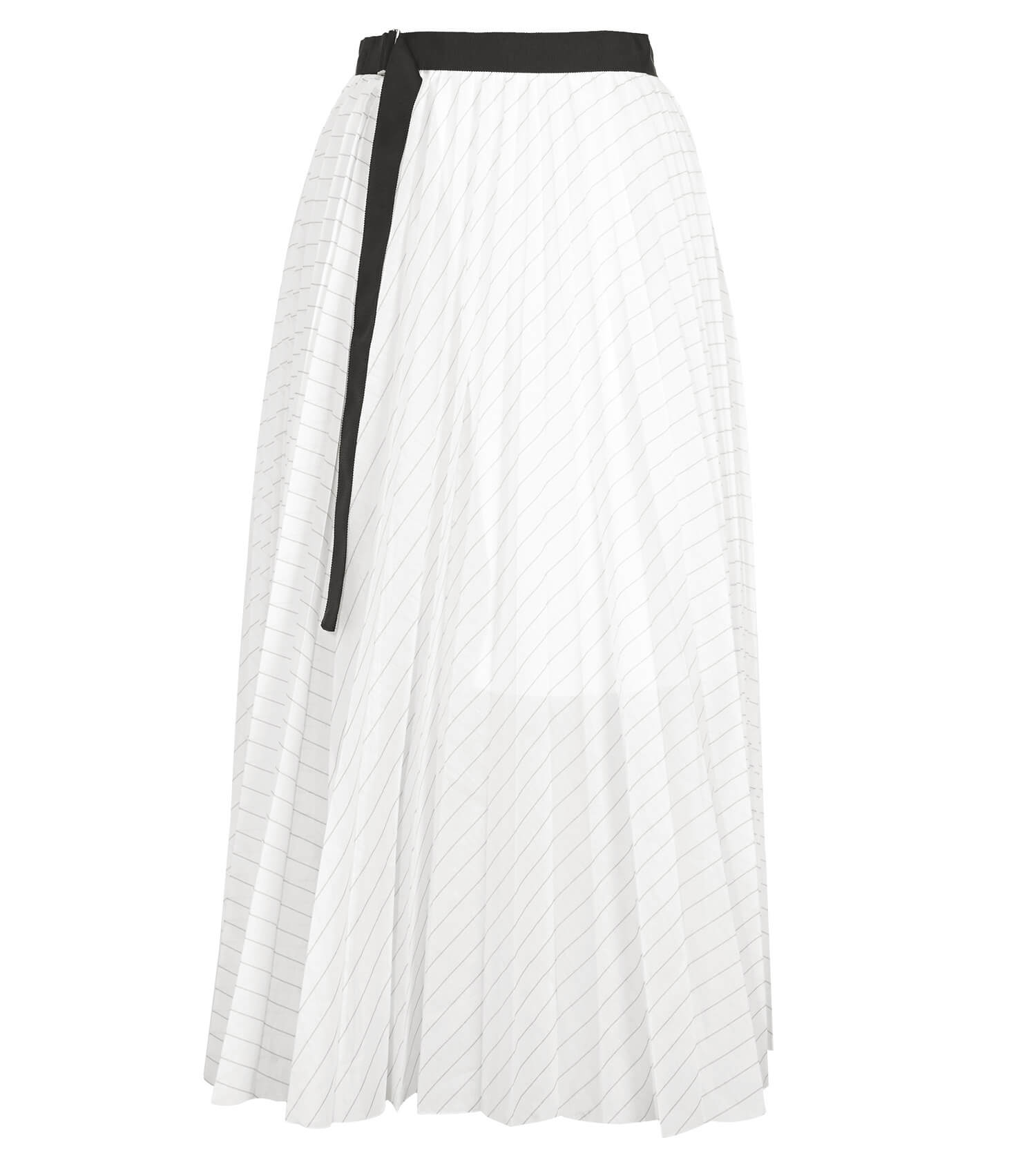SACAI Spun Organza Skirt With Off White Stripe Pattern