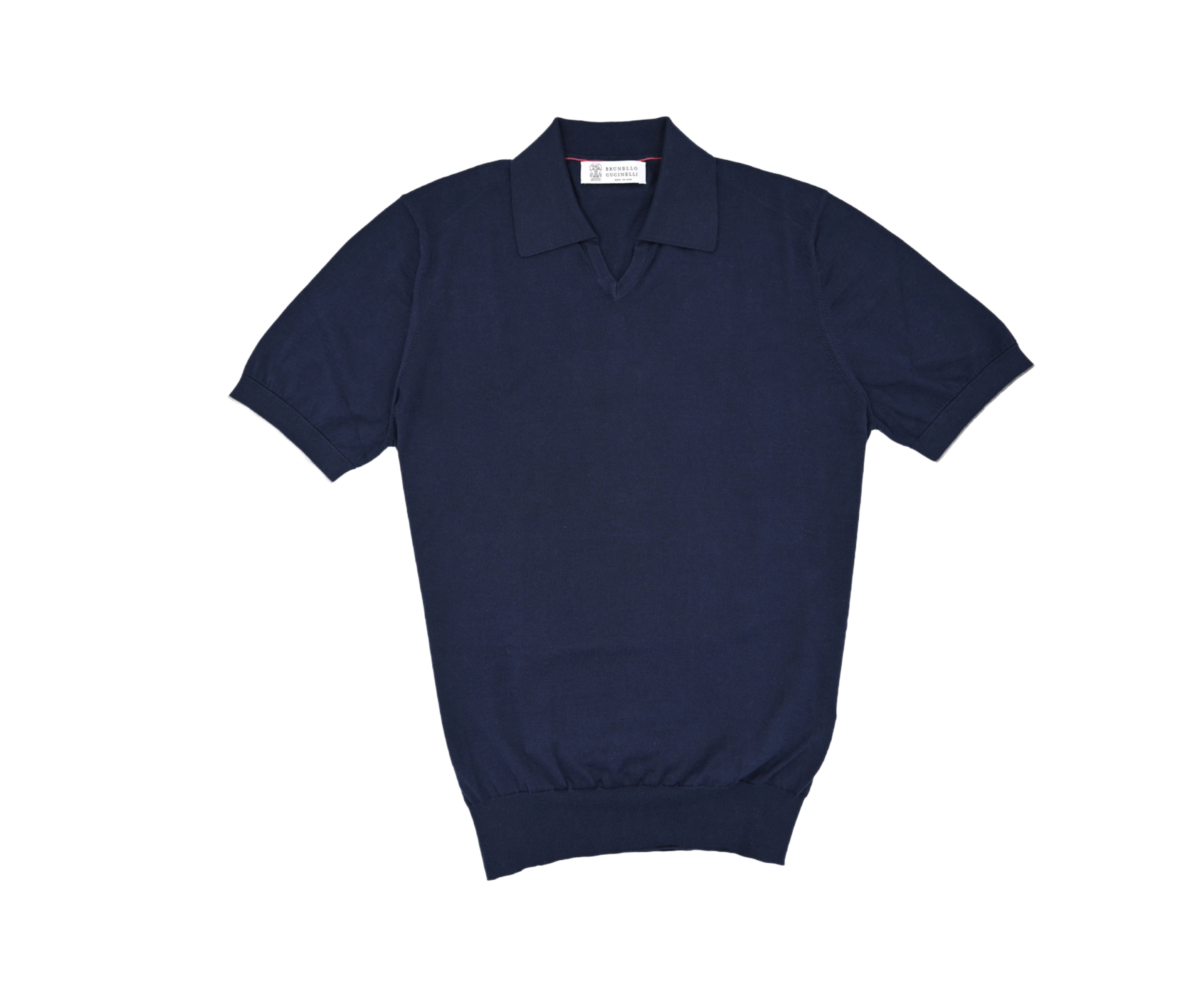 Navy blue polo shirt on a white background