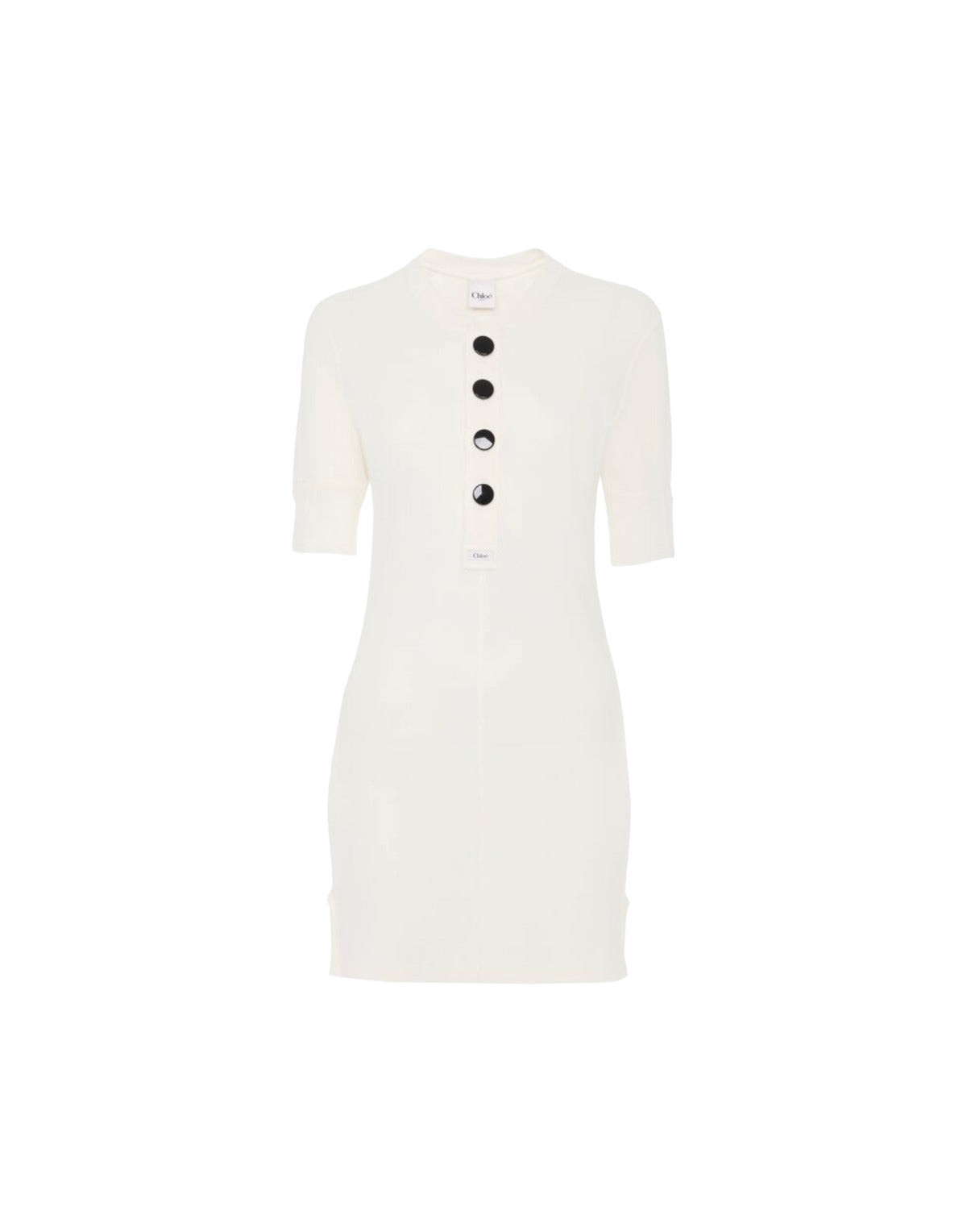 CHLOÉ Fitted Henley Mini Dress In Cotton Jersey