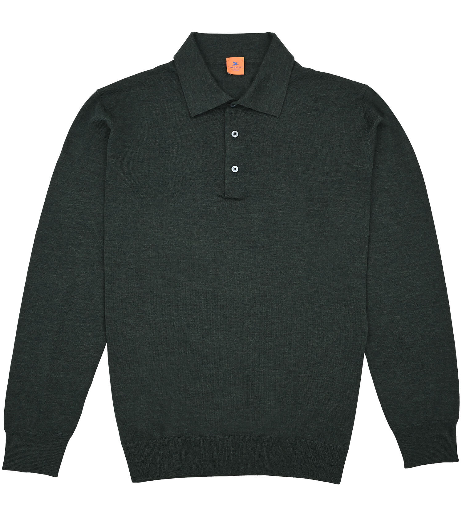 SAM MALOUF ORANGE LABEL Extrafine Merino Wool Long Sleeve Polo
