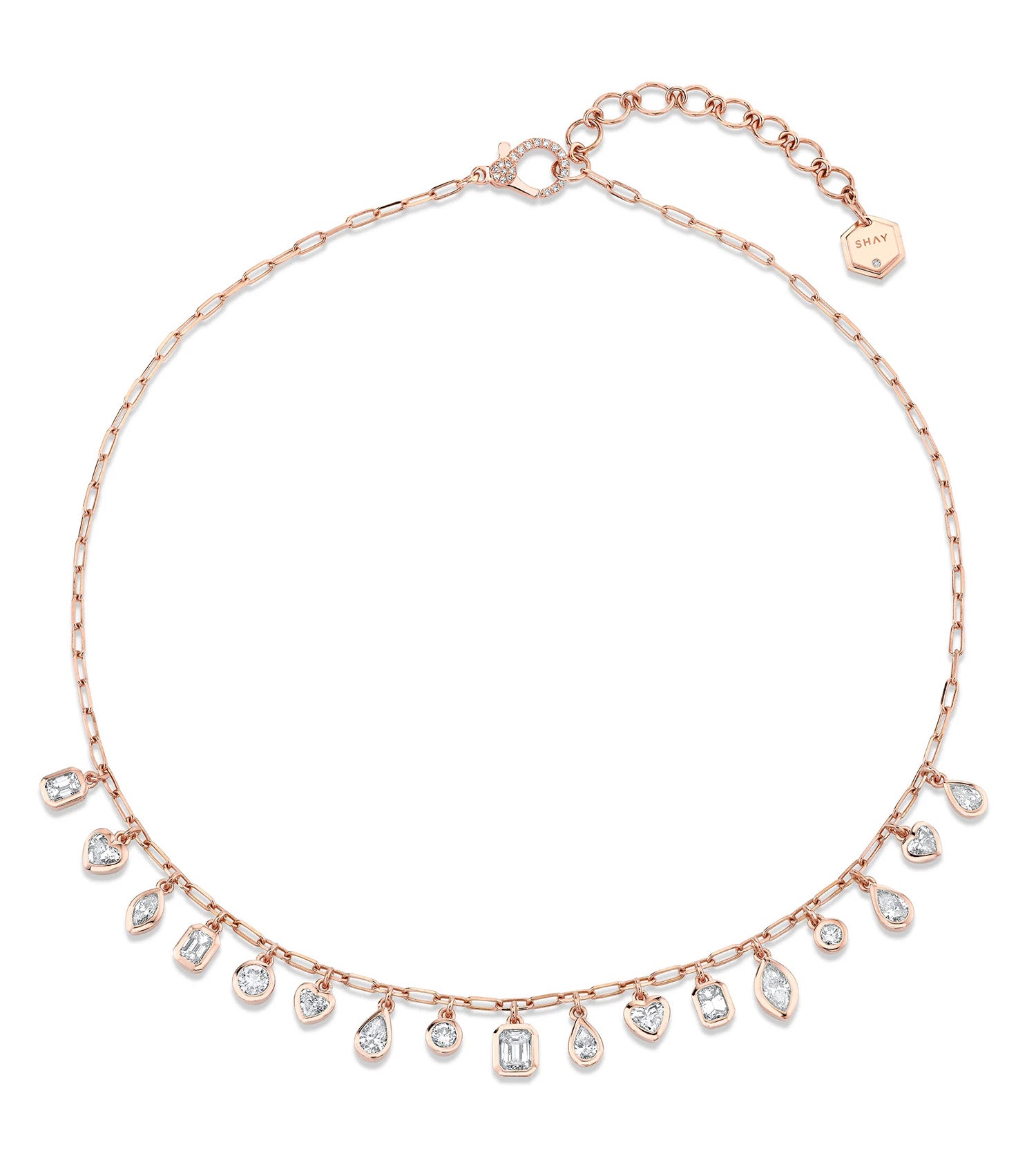 SHAY Bezel Mixed Diamond Drop Necklace