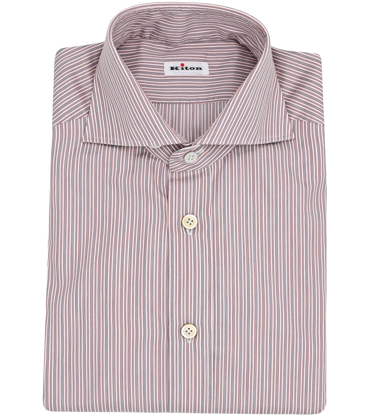 KITON Grey/Red Track Stripe Sport Shirt