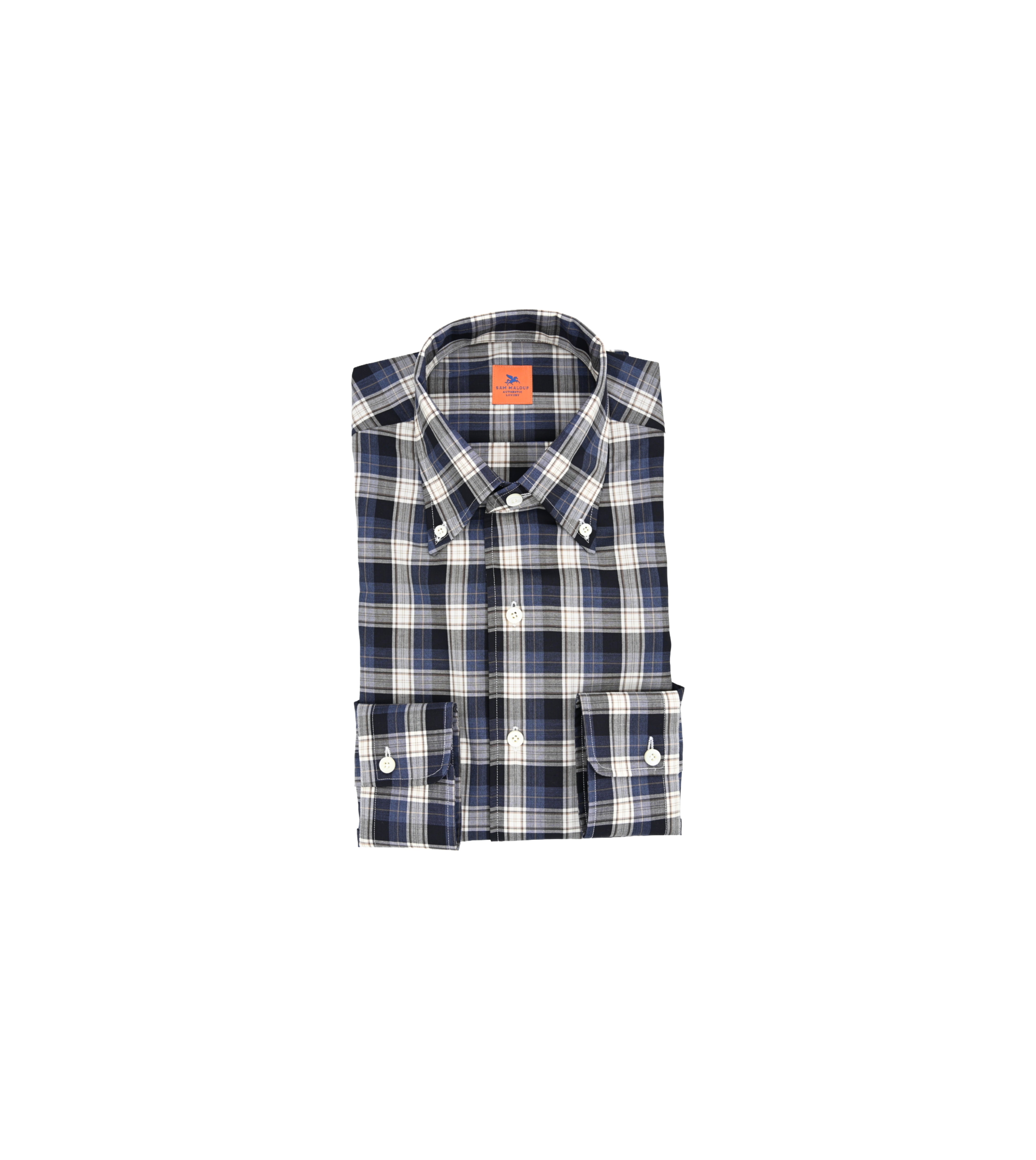 SAM MALOUF ORANGE LABEL Wool Plaid Shirt