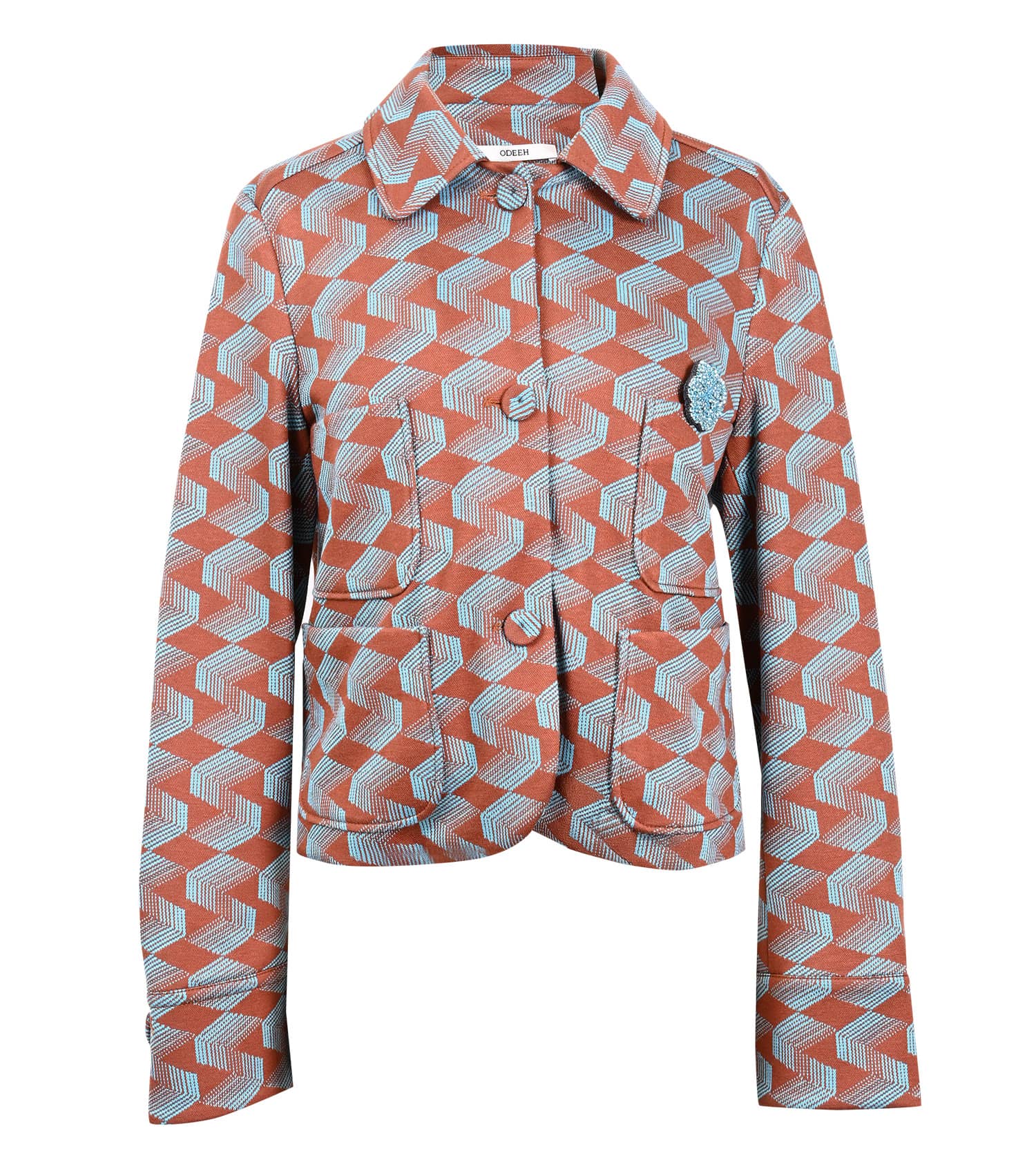 ODEEH Geometric Patterns Jacquard Jacket