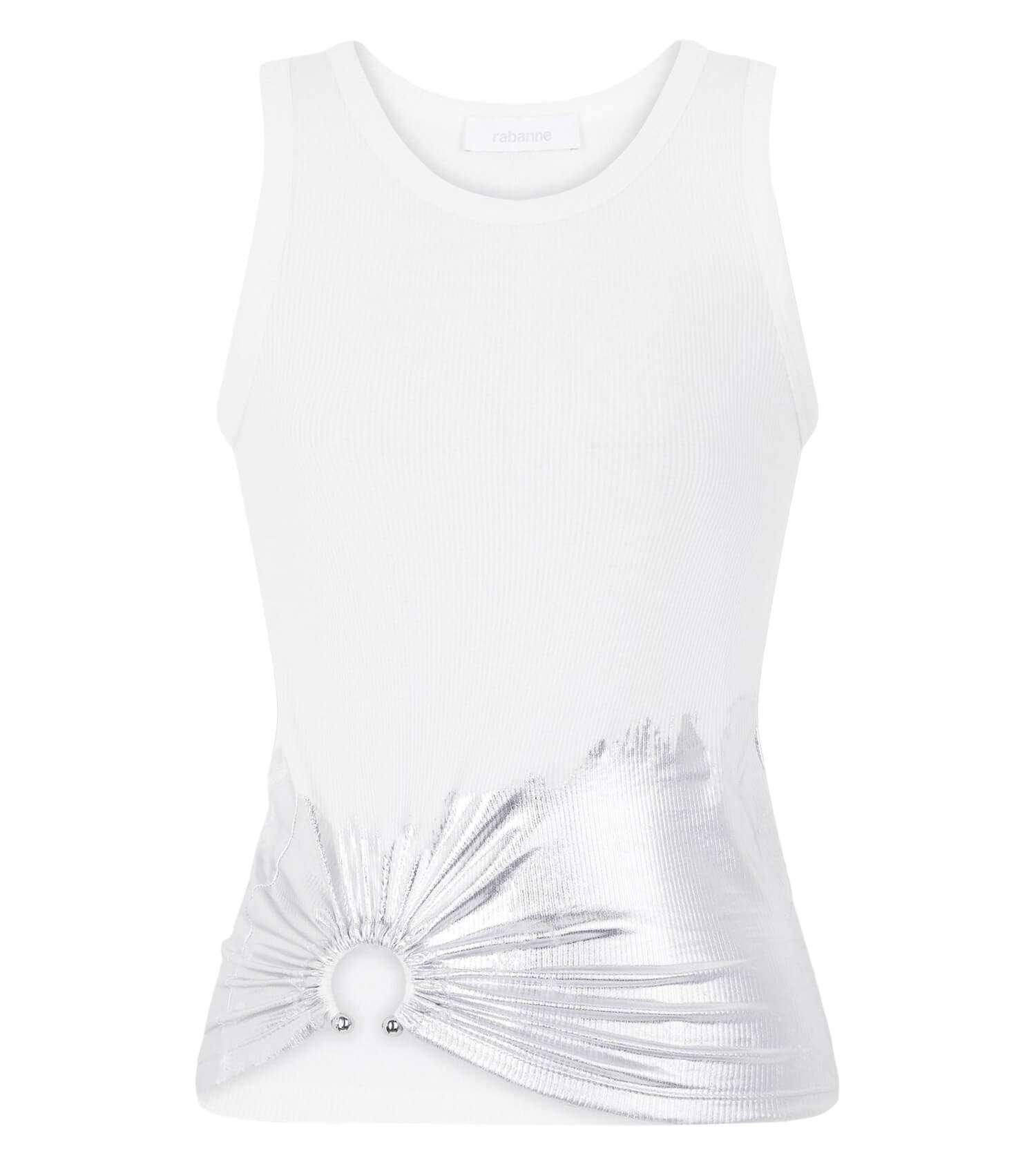 RABANNE Tee Shirt Slim White And Silver