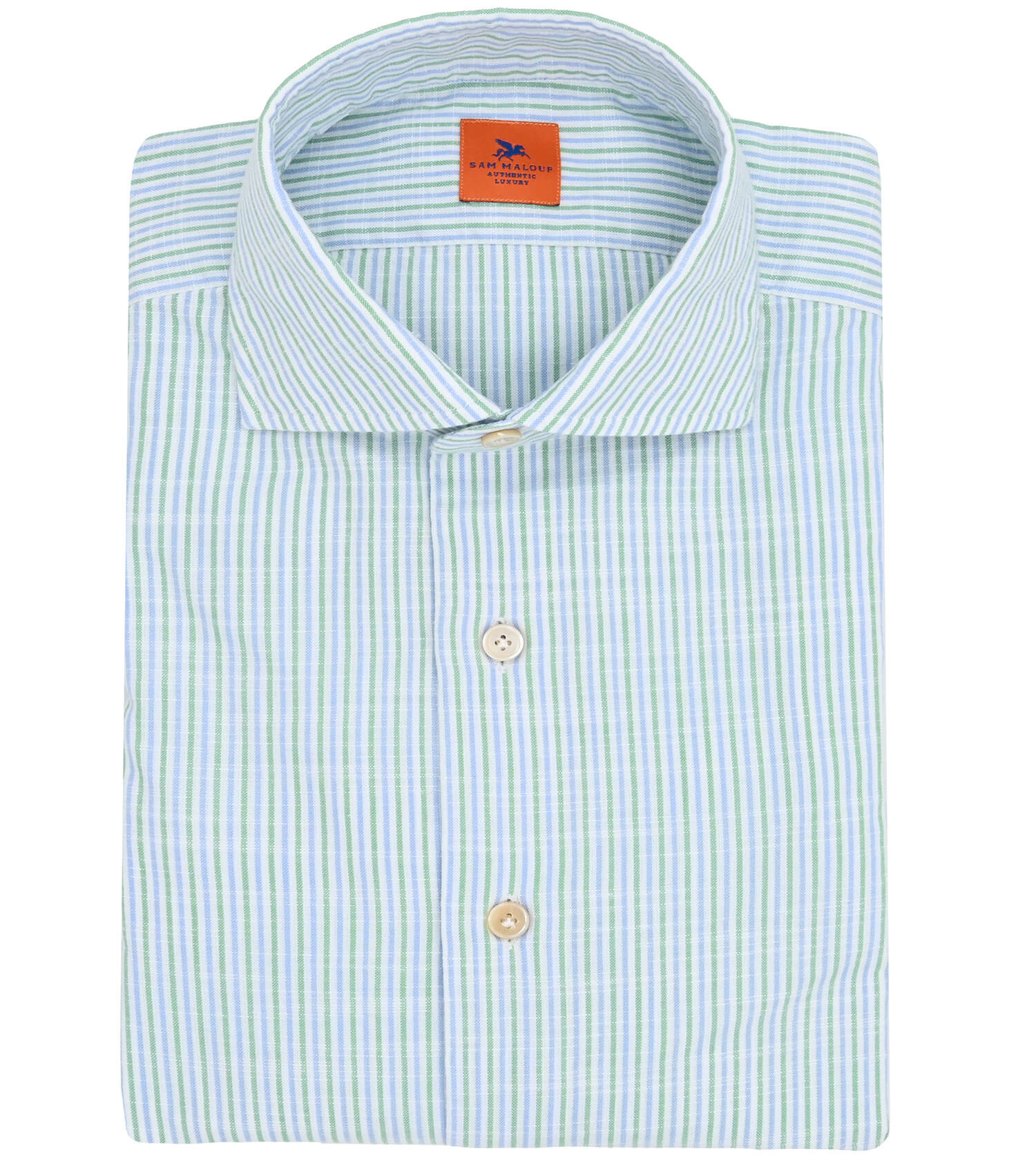 SAM MALOUF ORANGE LABEL Long Sleeve Linen Multi Stripe Sport Shirt