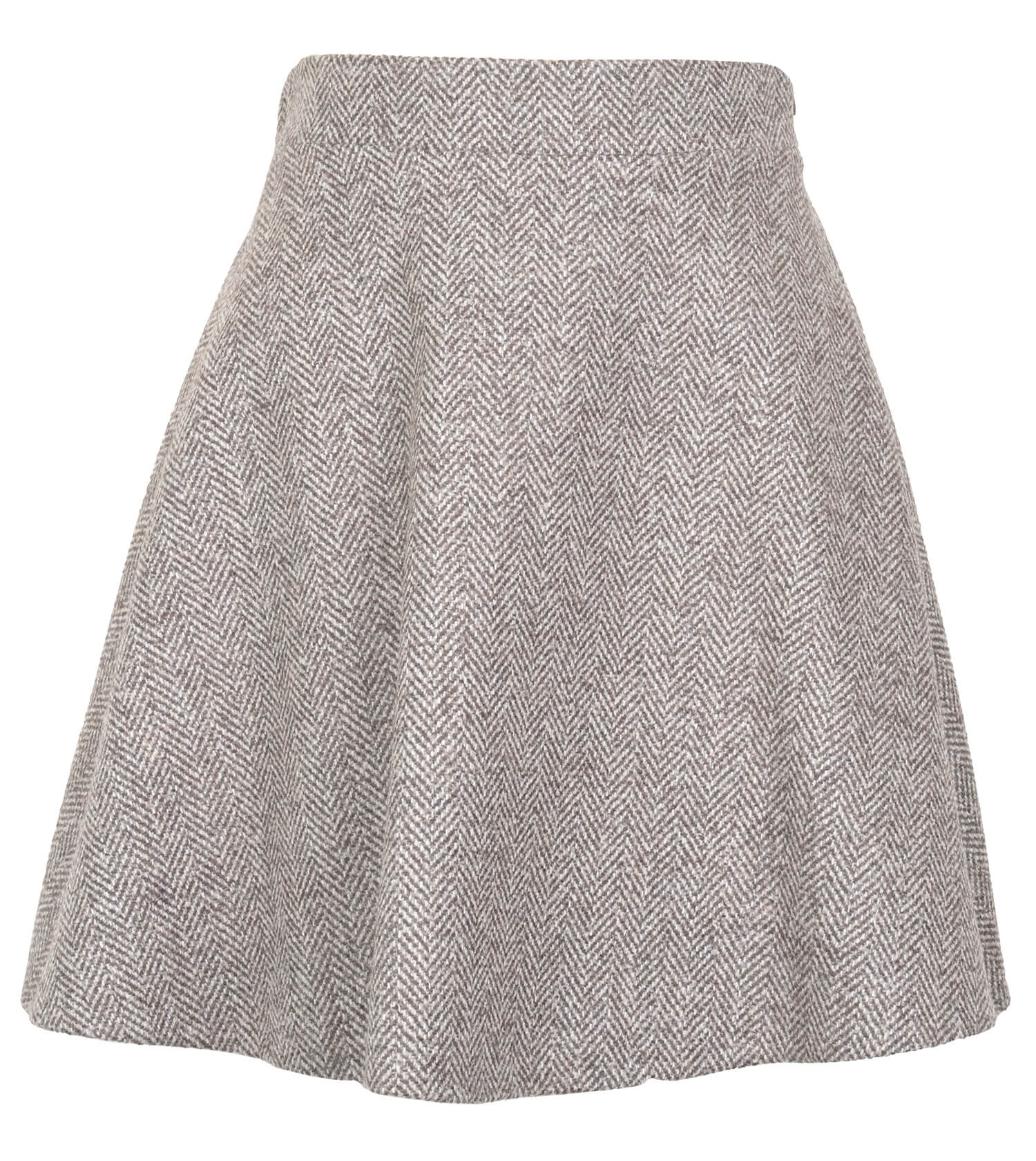 BRUNELLO CUCINELLI Virgin Wool Herringbone Tweed Mini Circle Skirt
