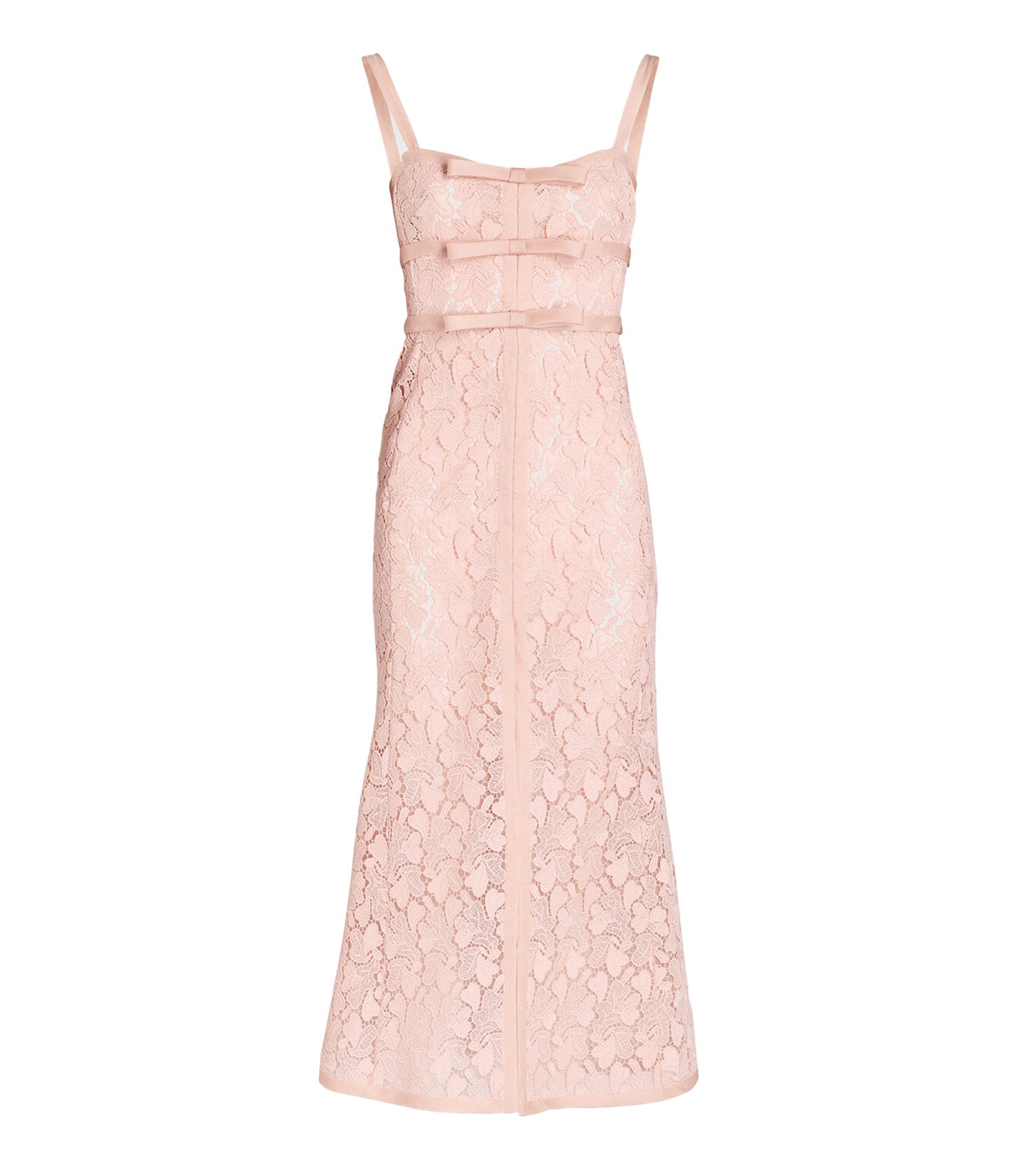 GIAMBATTISTA VALLI Rose quartz macramé midi dress with bows