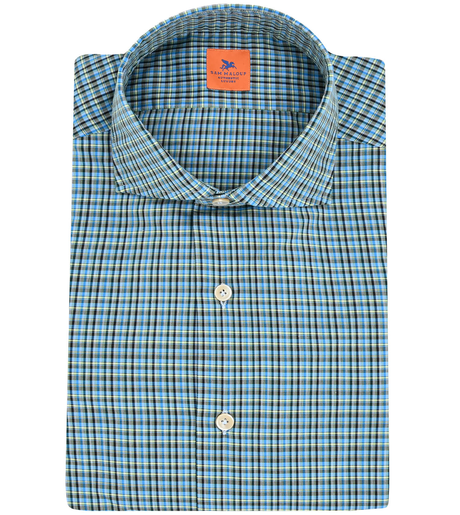 SAM MALOUF ORANGE LABEL Label Long Sleeve Plaid Sport Shirt