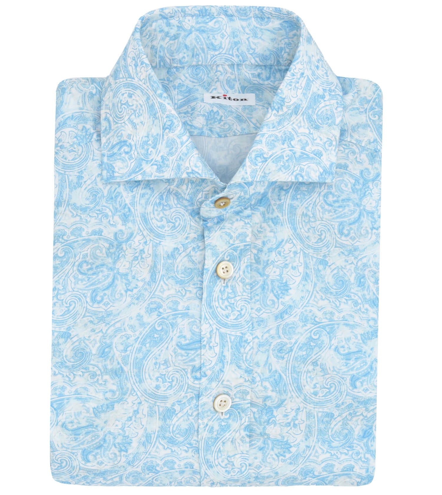 KITON Light Blue Paisley Sport Shirt
