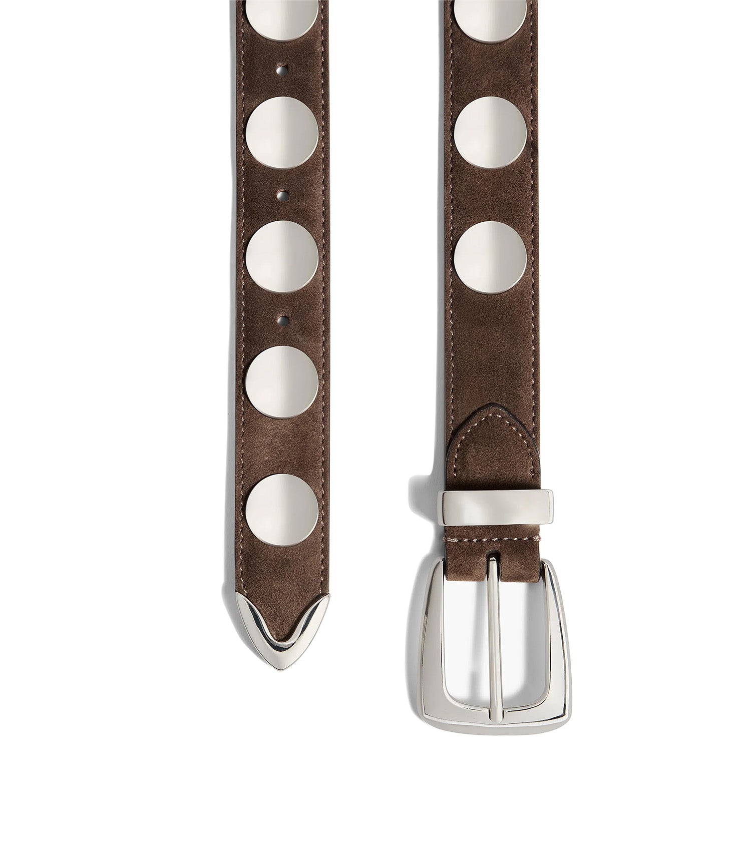 KHAITE Benny Belt with Studs in Silver Buckle