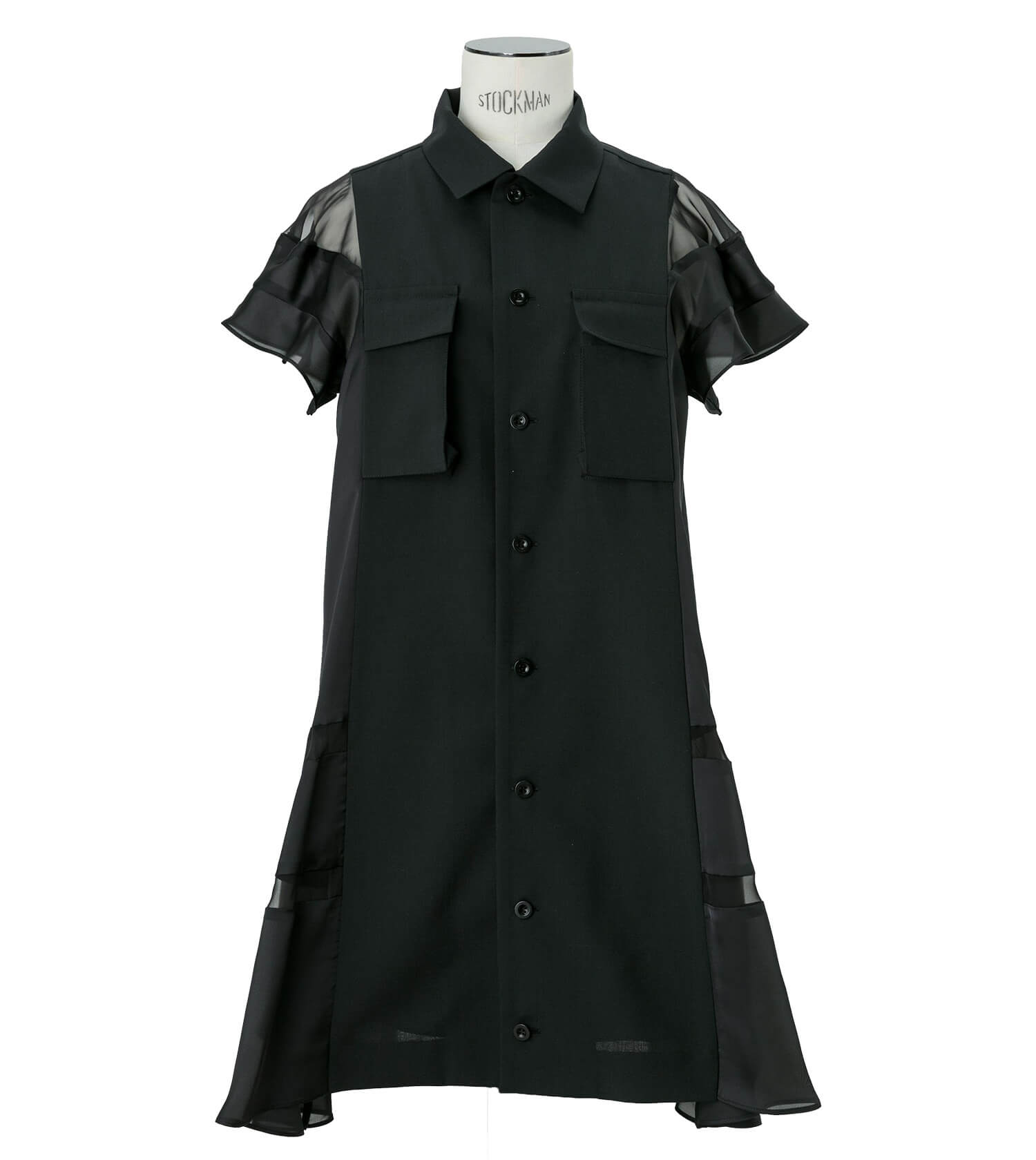 SACAI Suiting x Satin Dress With Pleated At The Back