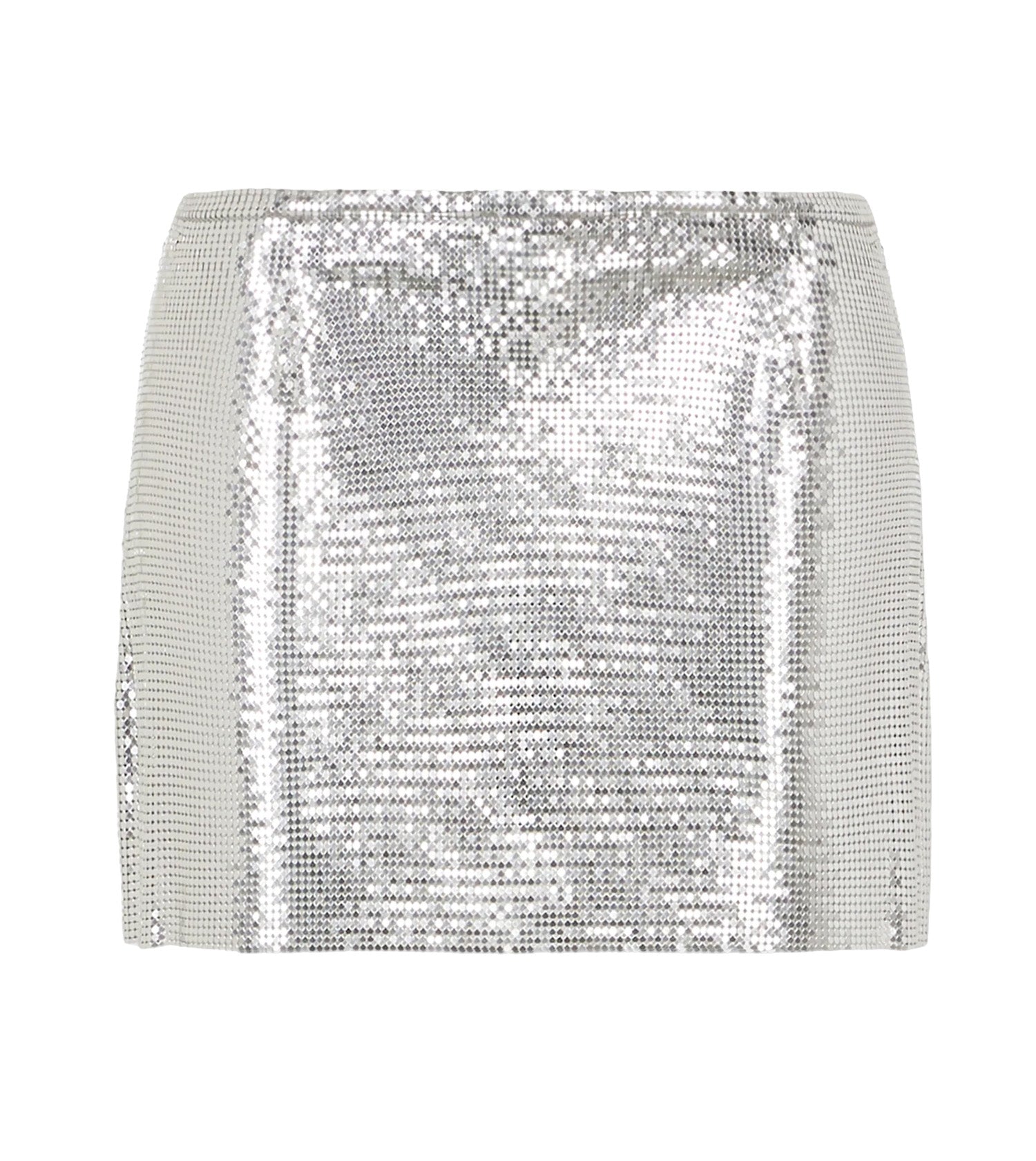 RABANNE Silver Mesh Mini Skirt