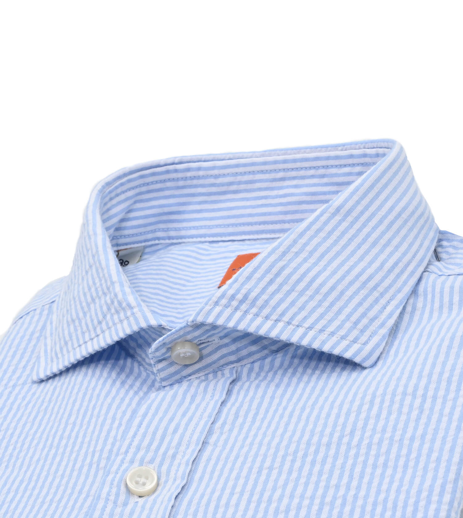 SAM MALOUF Orange Label Stripe Seersucker Long Sleeve Sport Shirt