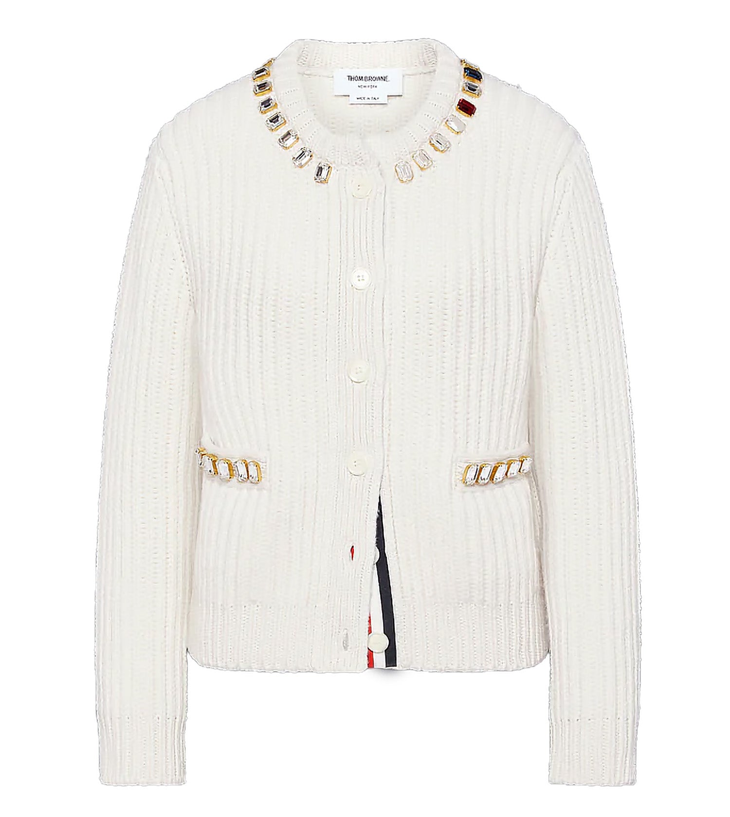 THOM BROWNE Crew Neck Cashmere Cardigan
