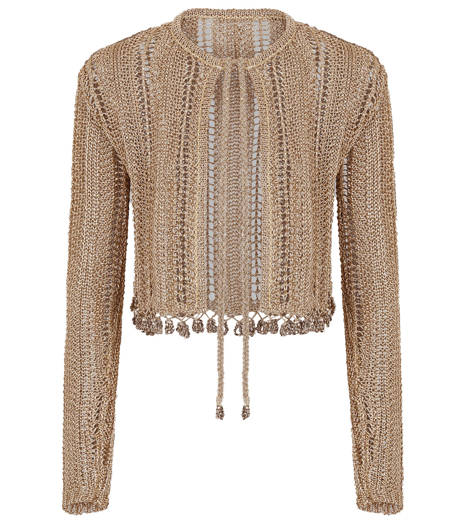 RABANNE Cardigan In Crochet Adorned With Silver Beads