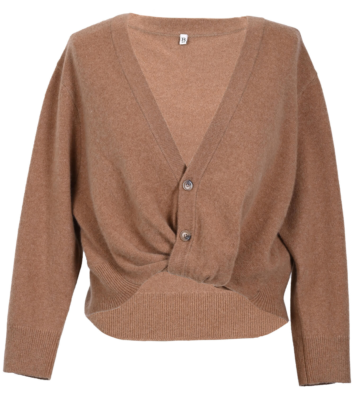 R13 3/4 Sleeve Twisted Front Cardigan