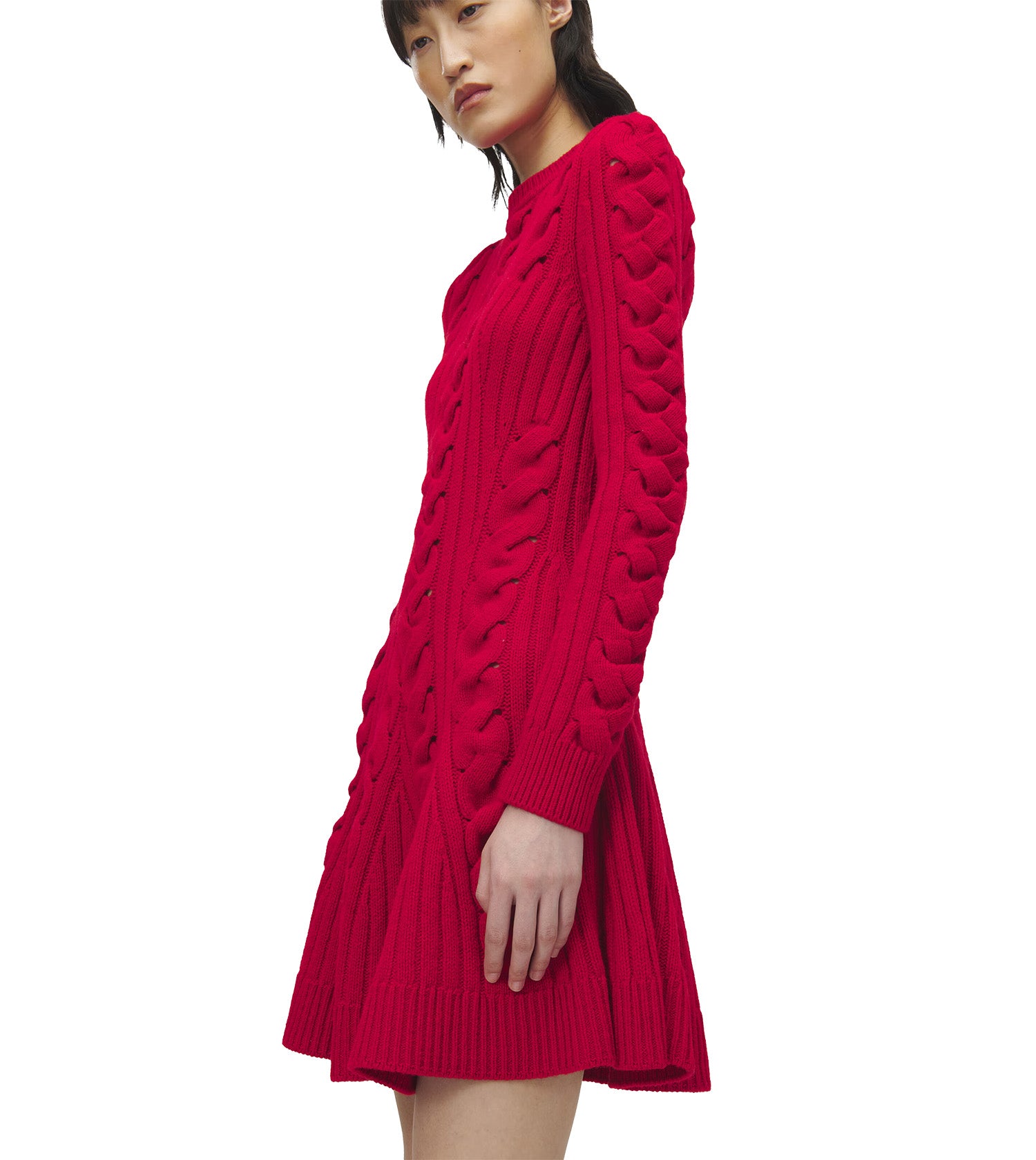 MCQUEEN Wool Cashmere Cable Knit Mini Dress MCQUEEN Wool Cashmere Cable Knit Mini Dress