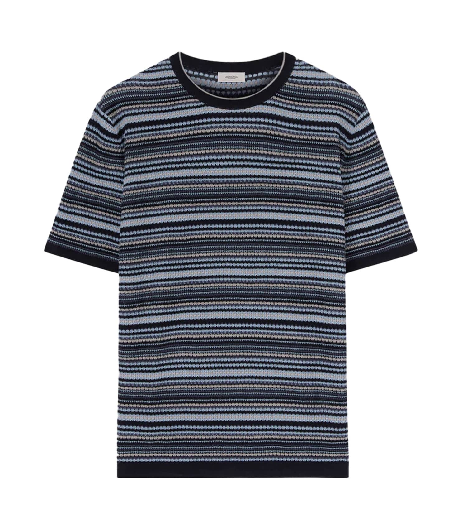AGNONA 70's Inspired Knitted Stripe Short Sleeve Shirt