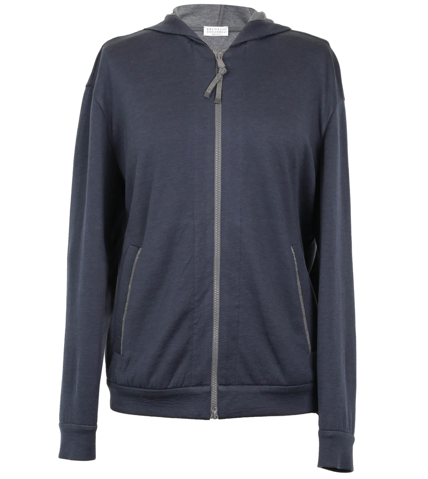 BRUNELLO CUCINELLI Cotton And Silk Interlock Hooded Sweatshirt With Precious Zipper Pull