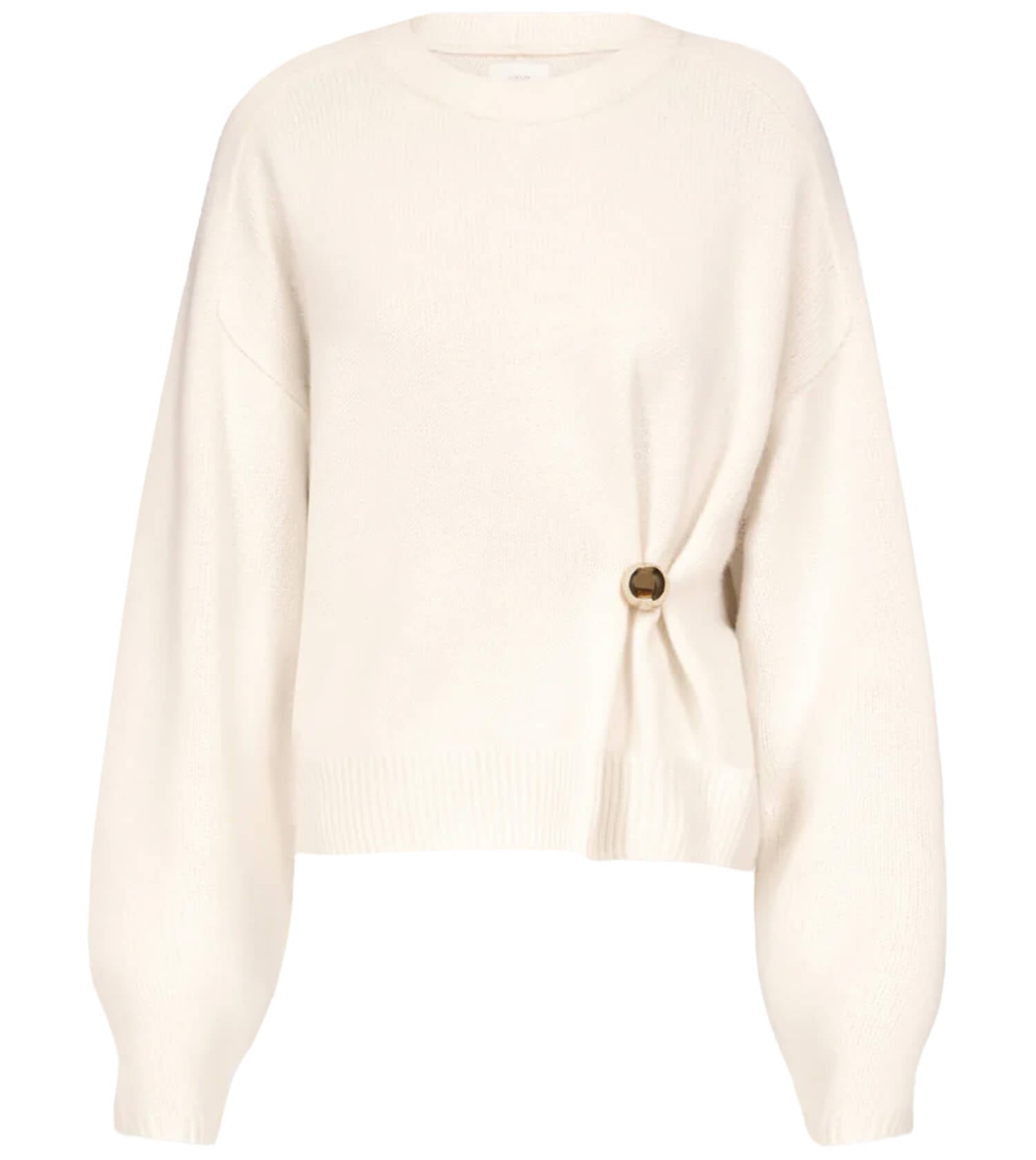 LOULOU STUDIO Bill Drapped Cashemere Sweater With Metalic Ornament